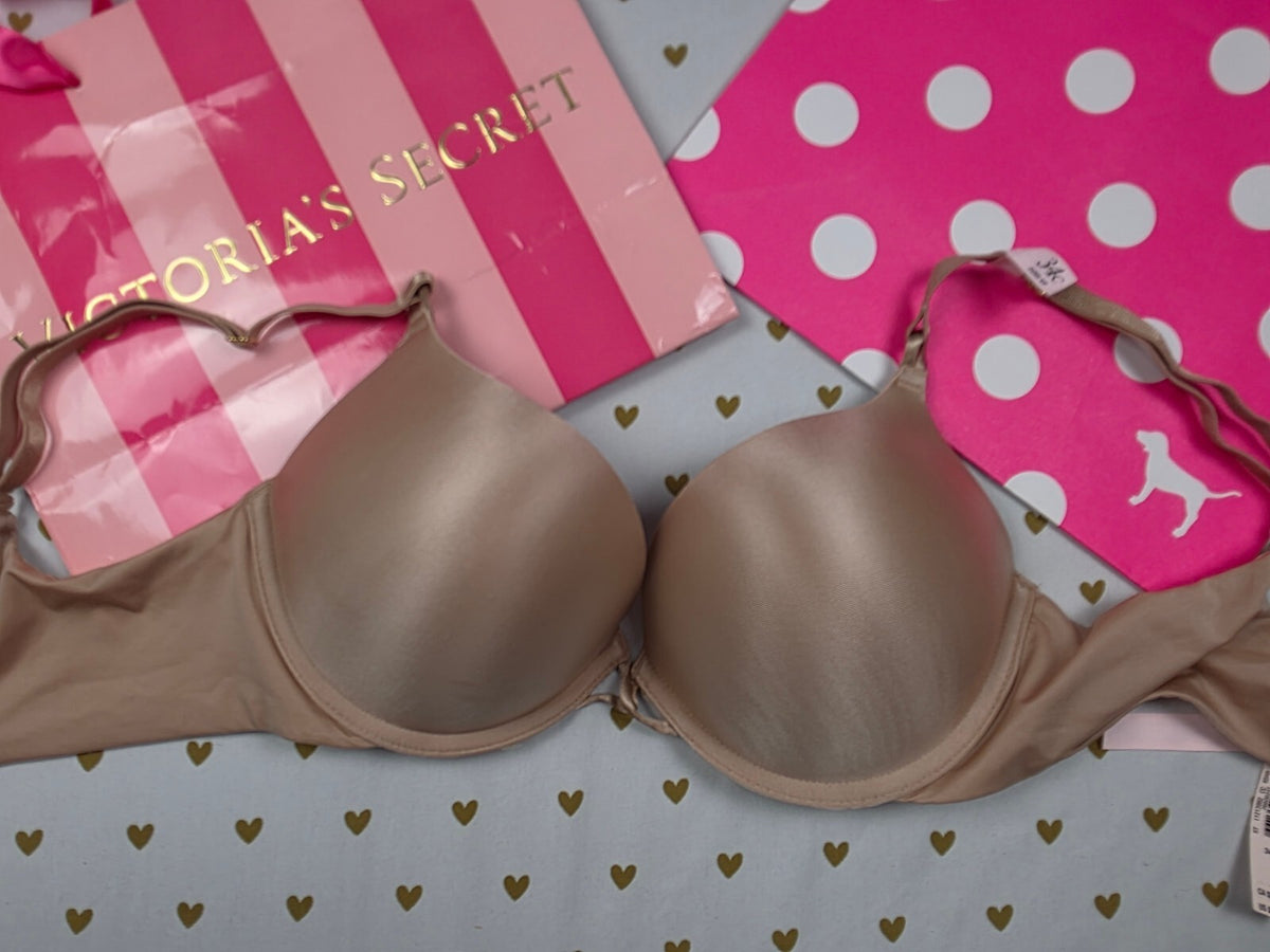 Victorias Secret Bombshell Add 2 Sizes Push Up Bra New NWT Beige 34C
