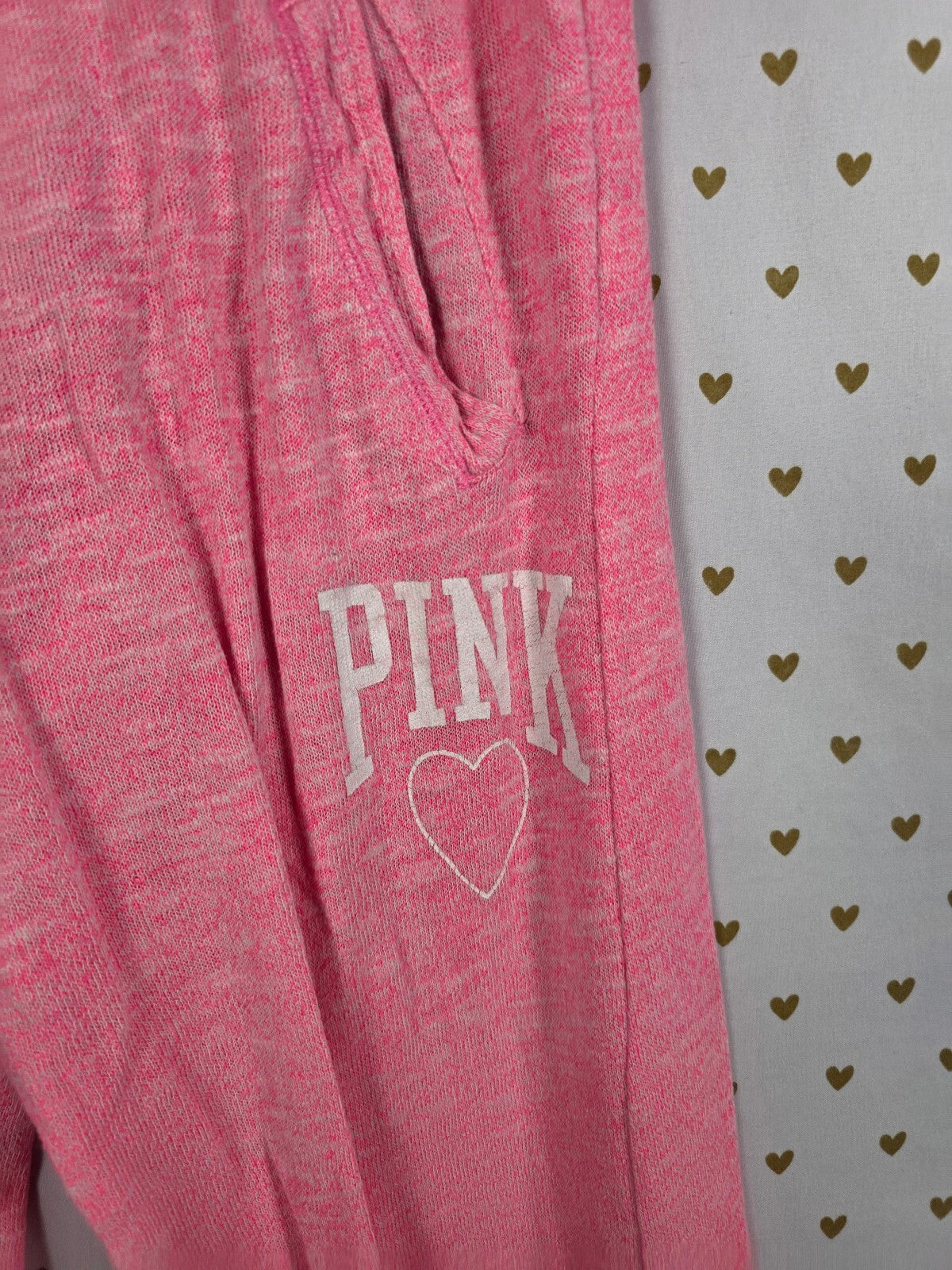 Victorias Secret PINK XS Heart Flared Sweats Sweatpants Boyfriend Diaper Butt