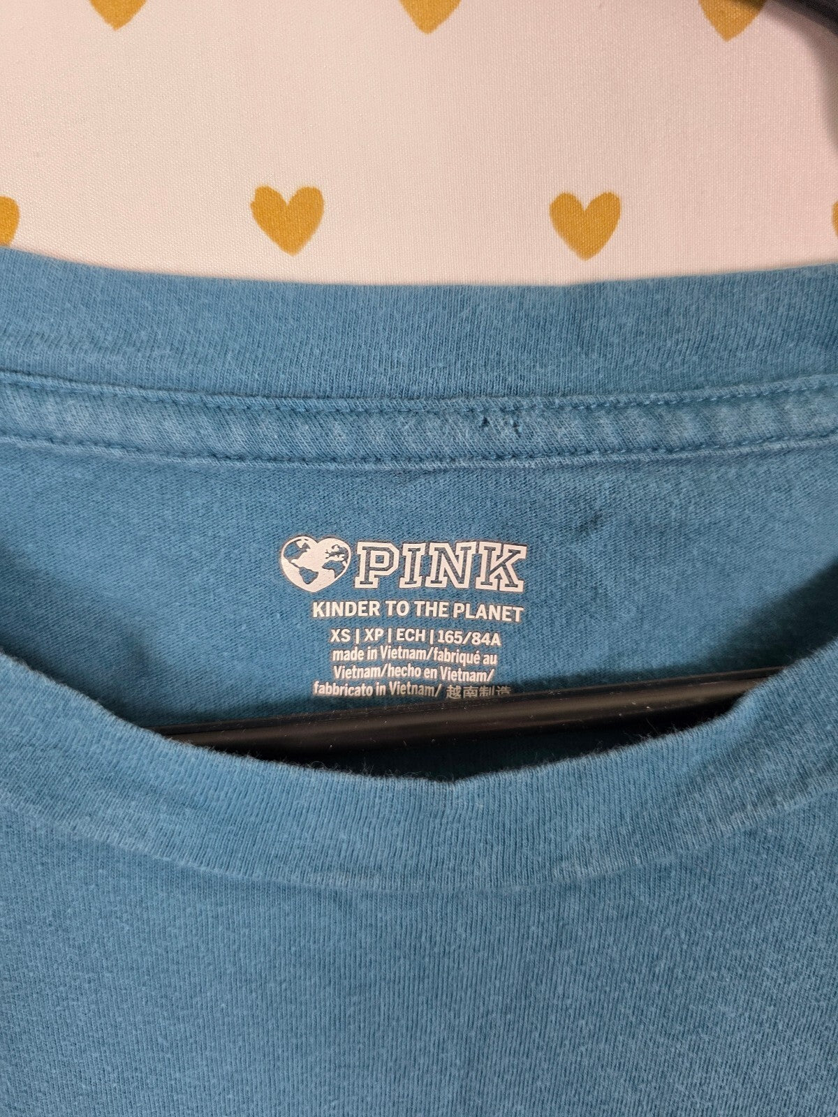 Victorias Secret PINK Teal Dog Logo Pocket Tee shirt XS