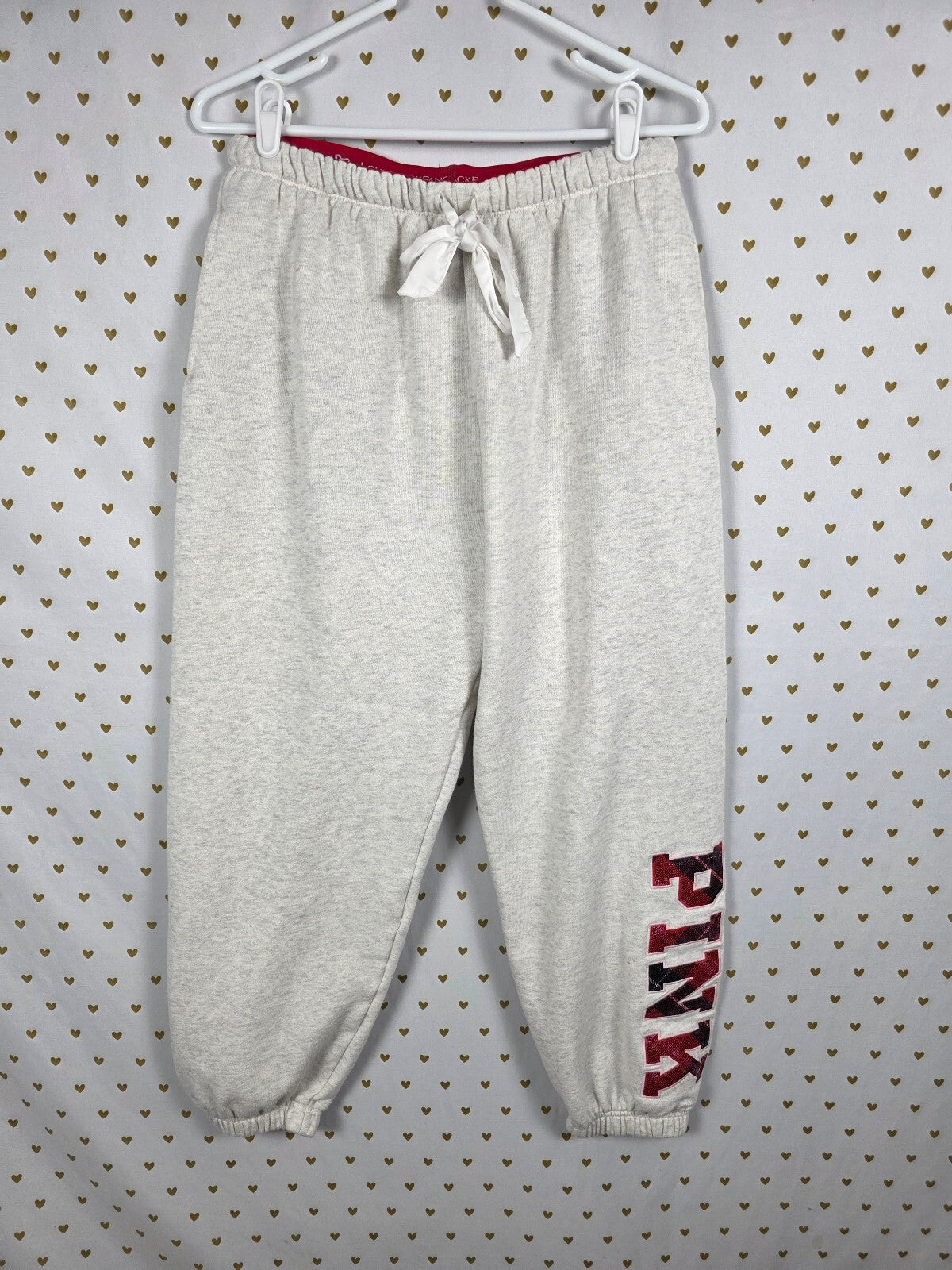 Victoria's Secret PINK x LoveShackFancy Dog Hoodie Jogger Set M Plaid BLING