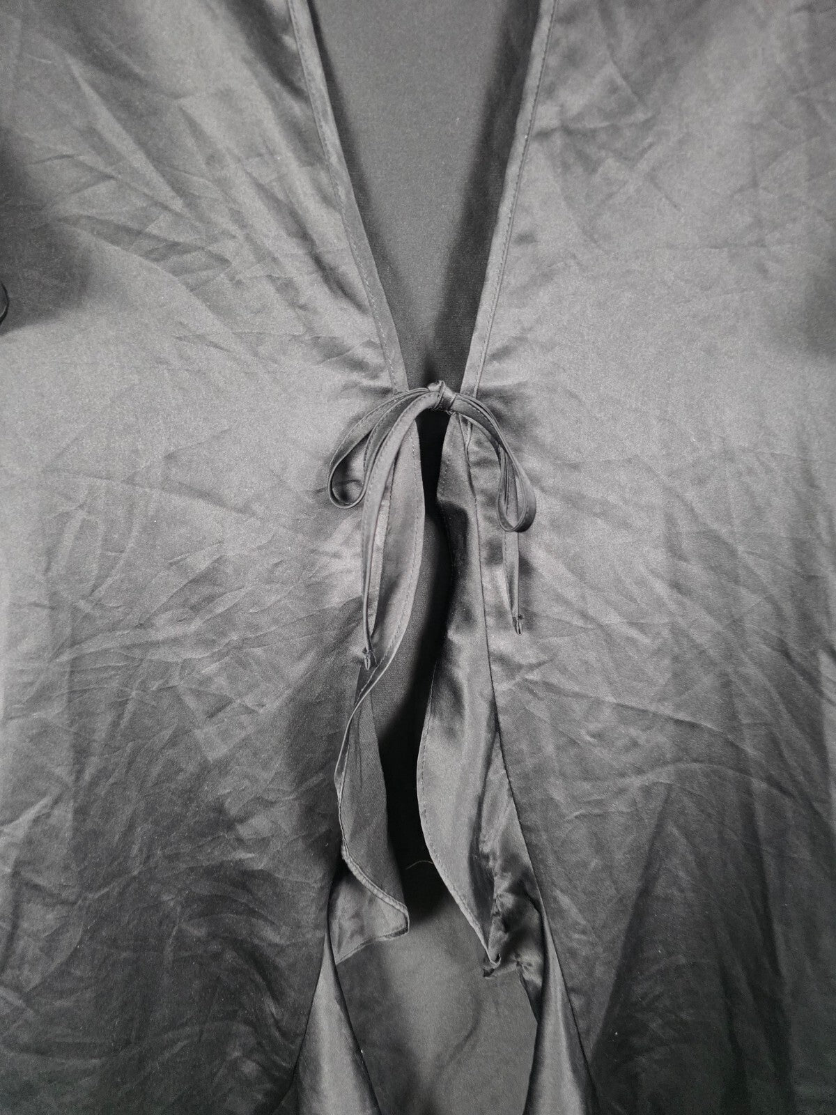 Victorias Secret Satin Silky Robe Tie Front Black Smock One Size Fits All