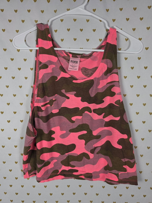 Victorias Secret PINK CAMO Camouflage Cropped Tank Top Muscle Tee SMALL