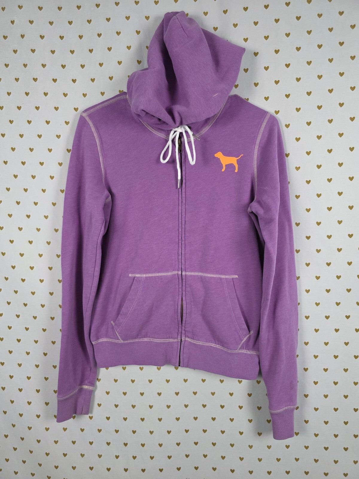 Victorias Secret Pink Vintage Heart Logo Full Zip Y2k Jacket Purple Medium