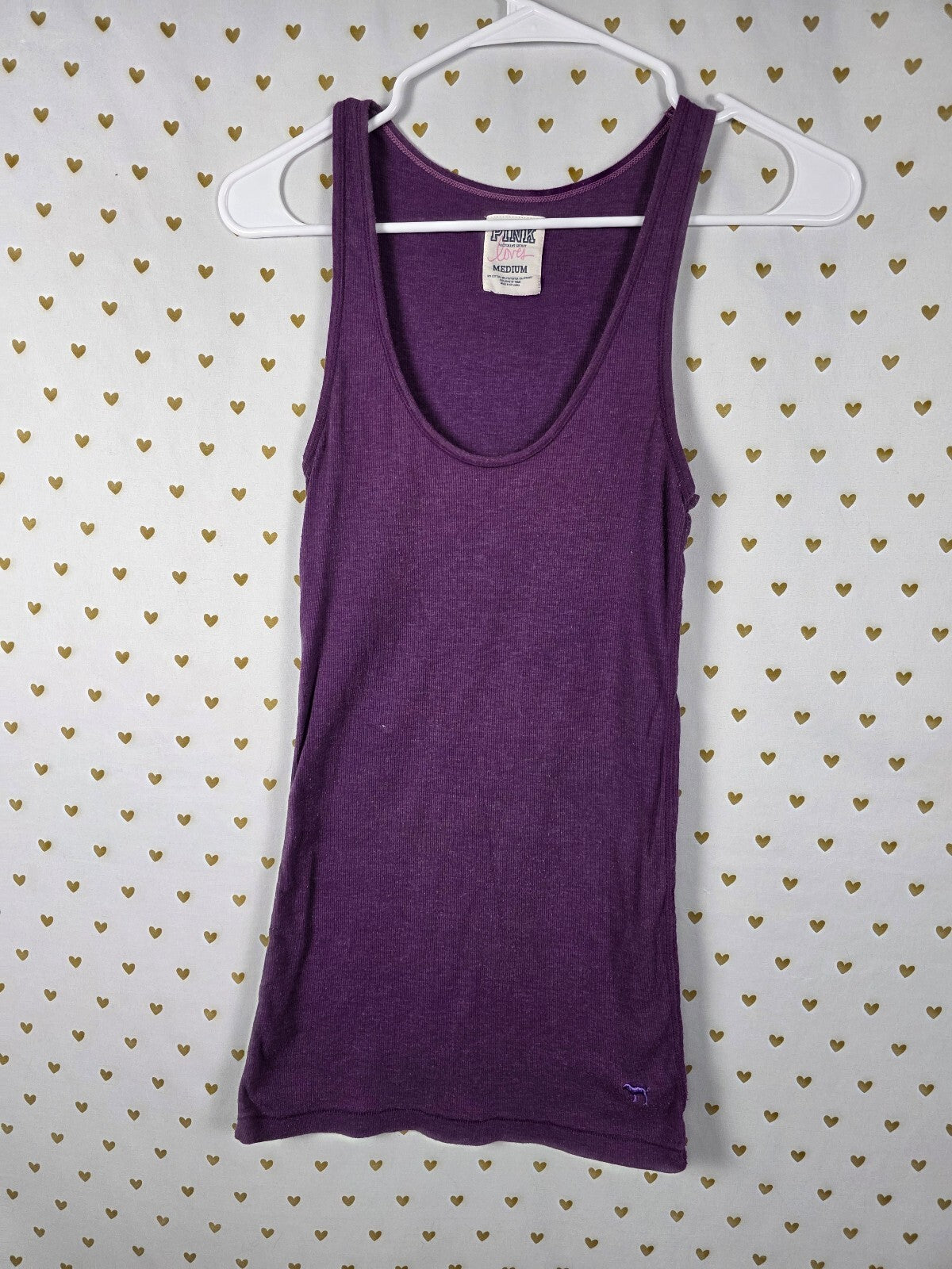 Victorias Secret PINK Vintage Purple Ribbed Y2k Tank Top Medium
