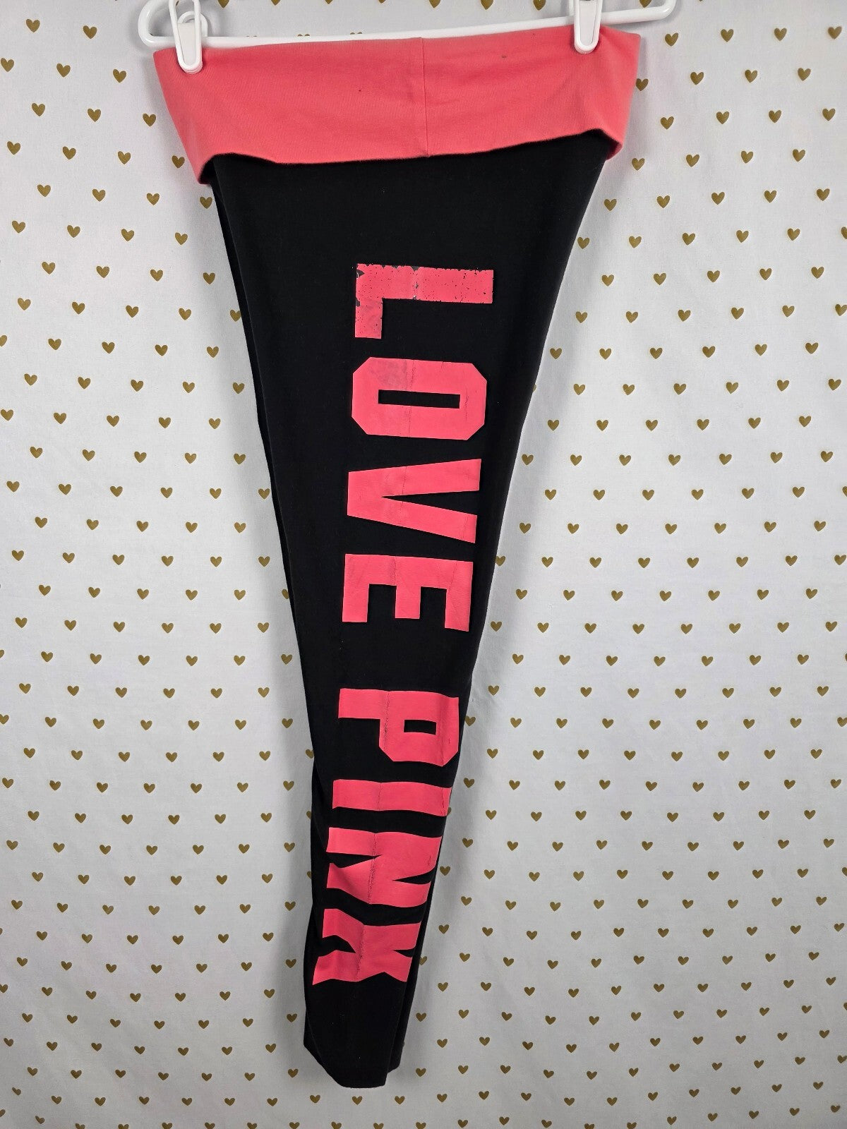 Victorias Secret PINK Foldover Logo Yoga Pants Ankle Skinny Medium