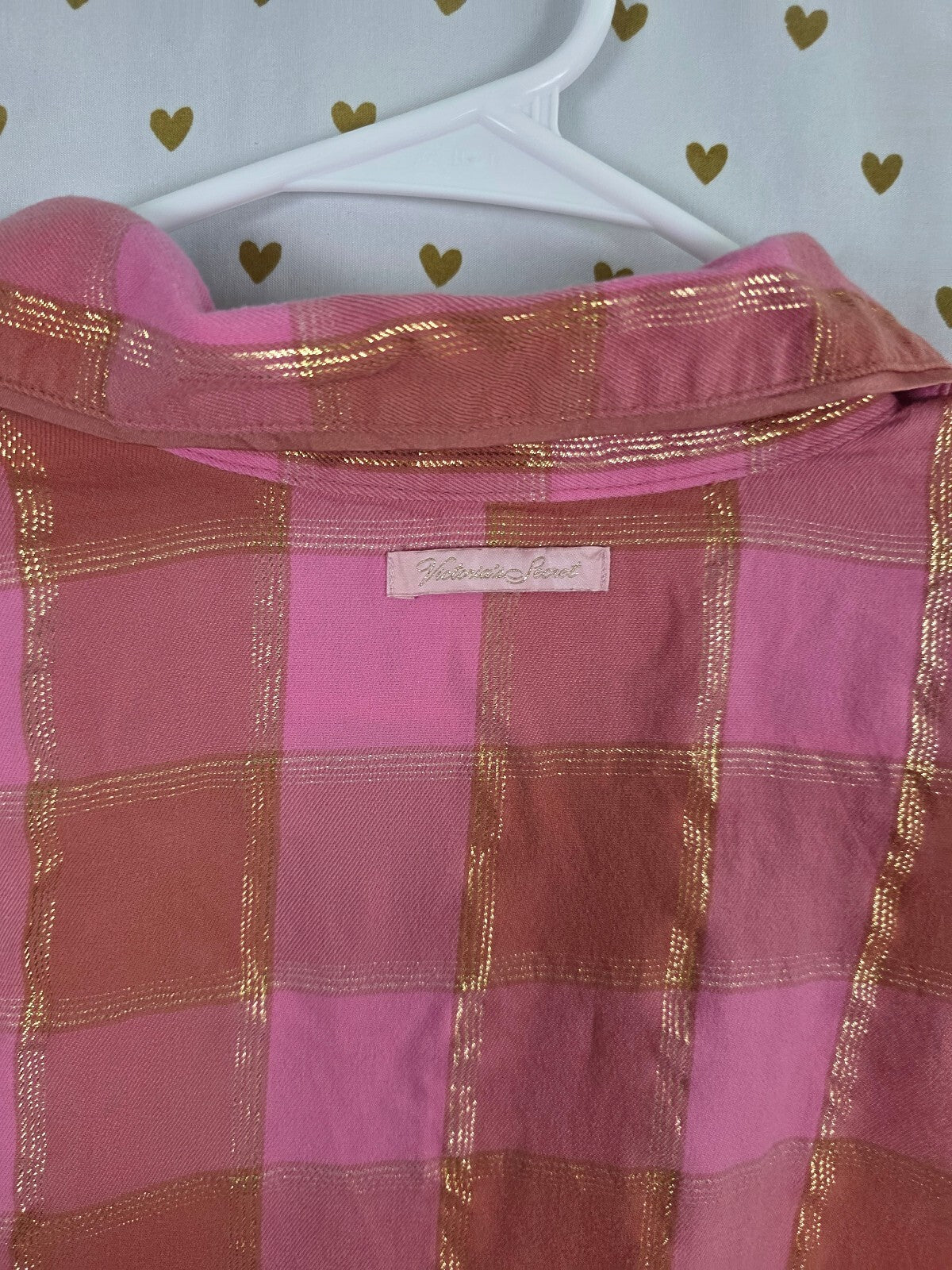 Victorias Secret Plaid Button Front Nightgown Sleep Shirt Large