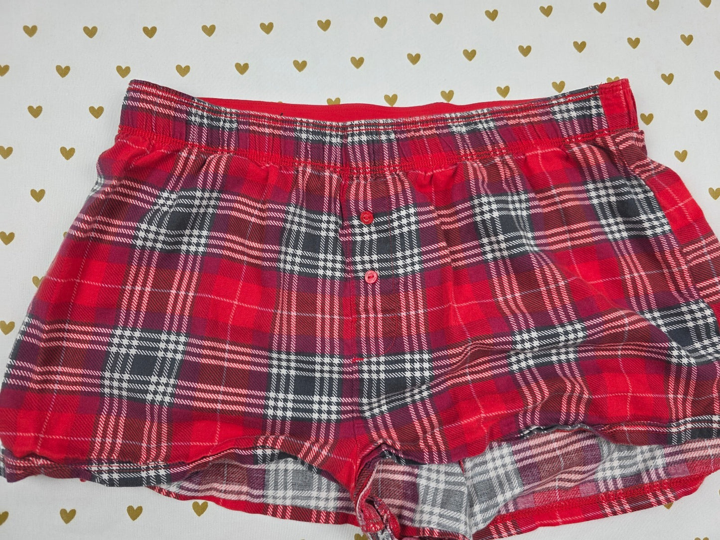 Victorias Secret PINK  Plaid Logo Butt Small Sleep Shorts Boxers Pajama Bottoms