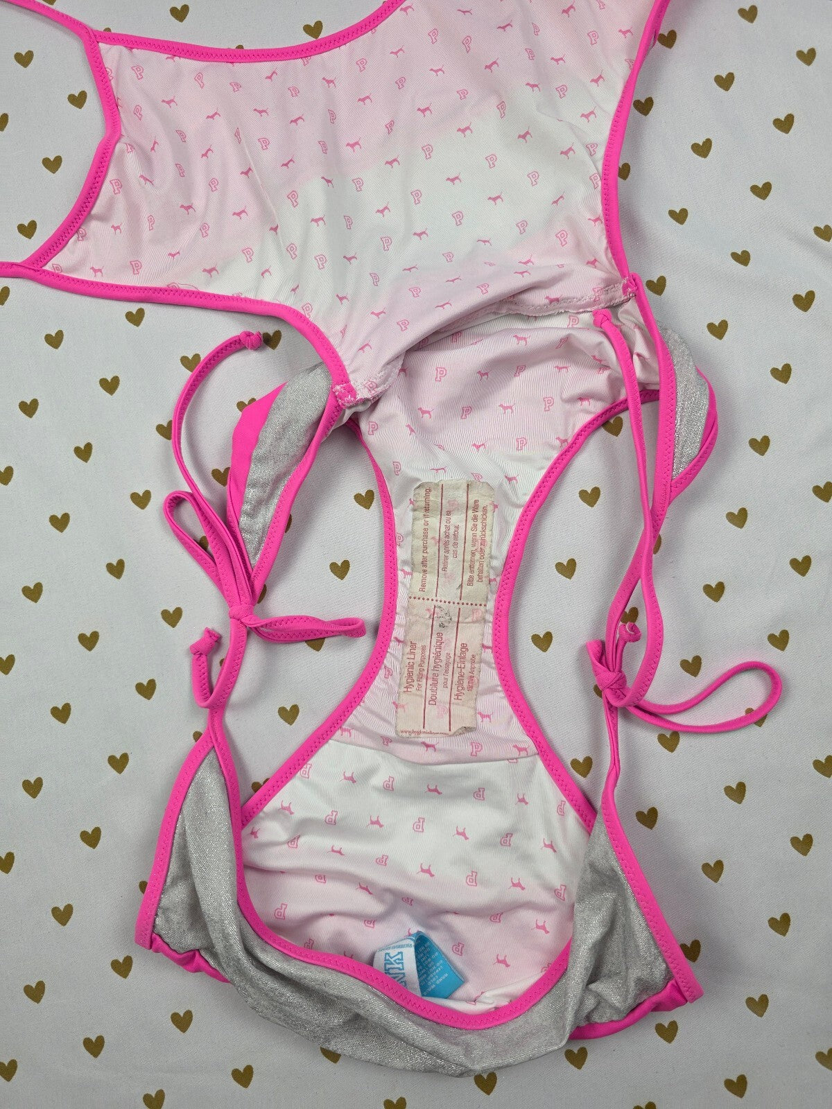 NEW RARE VINTAGE 08 Victoria's Secret PINK Monokini Cutout One Piece Stripes M