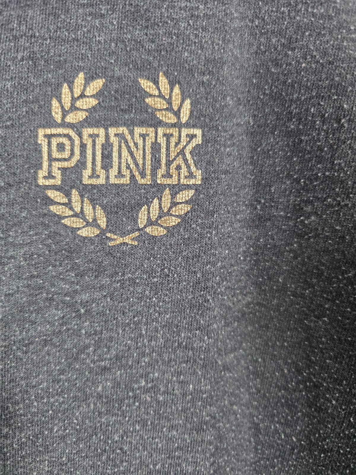 Victorias Secret Pink Leopard Cheetah Sequined Bling Quarter Zip Sweater Grey L