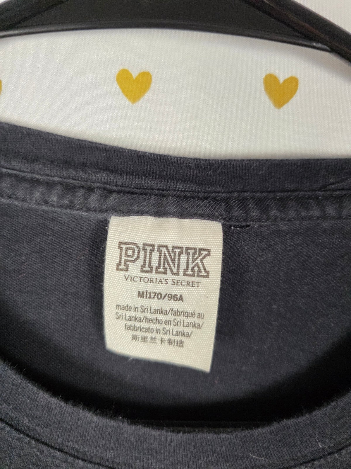 Victorias Secret PINK Hibiscus BLING Long Sleeve Pocket Tee MEDIUM Embroidered
