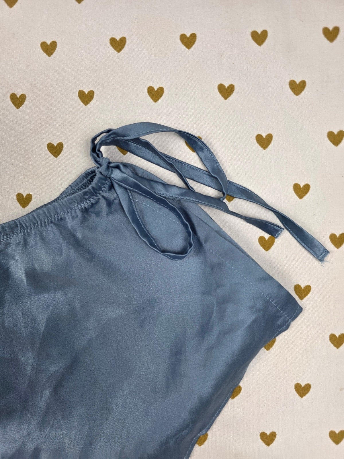 Victorias Secret Blue Satin Side Tie Sexy Sleep Shorts Boxers Pajama Bottoms XL