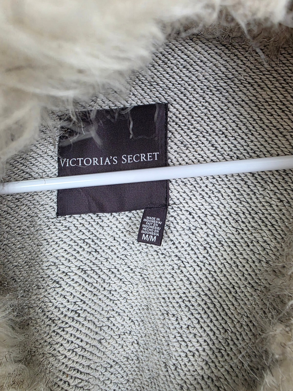 Victoria's Secret Tracksuit Set M S Gray Faux Fur Hood Bootcut Sweatpants