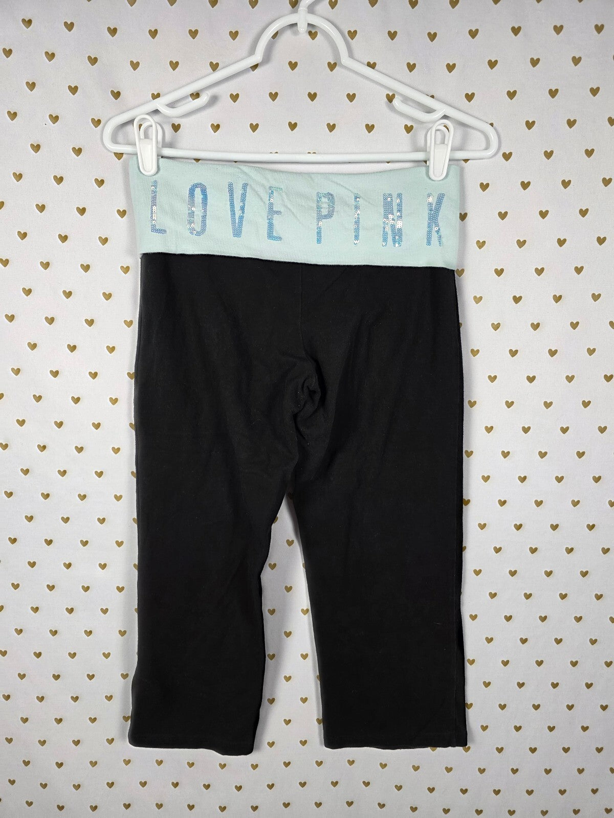 Victorias Secret PINK Capri Bling Foldover Vintage Yoga Pants Y2k Small