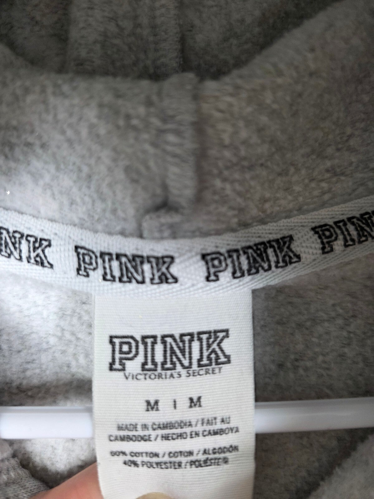 Victorias Secret Pink Grey Holographic Logo Full Zip Hoodie Jacket Medium