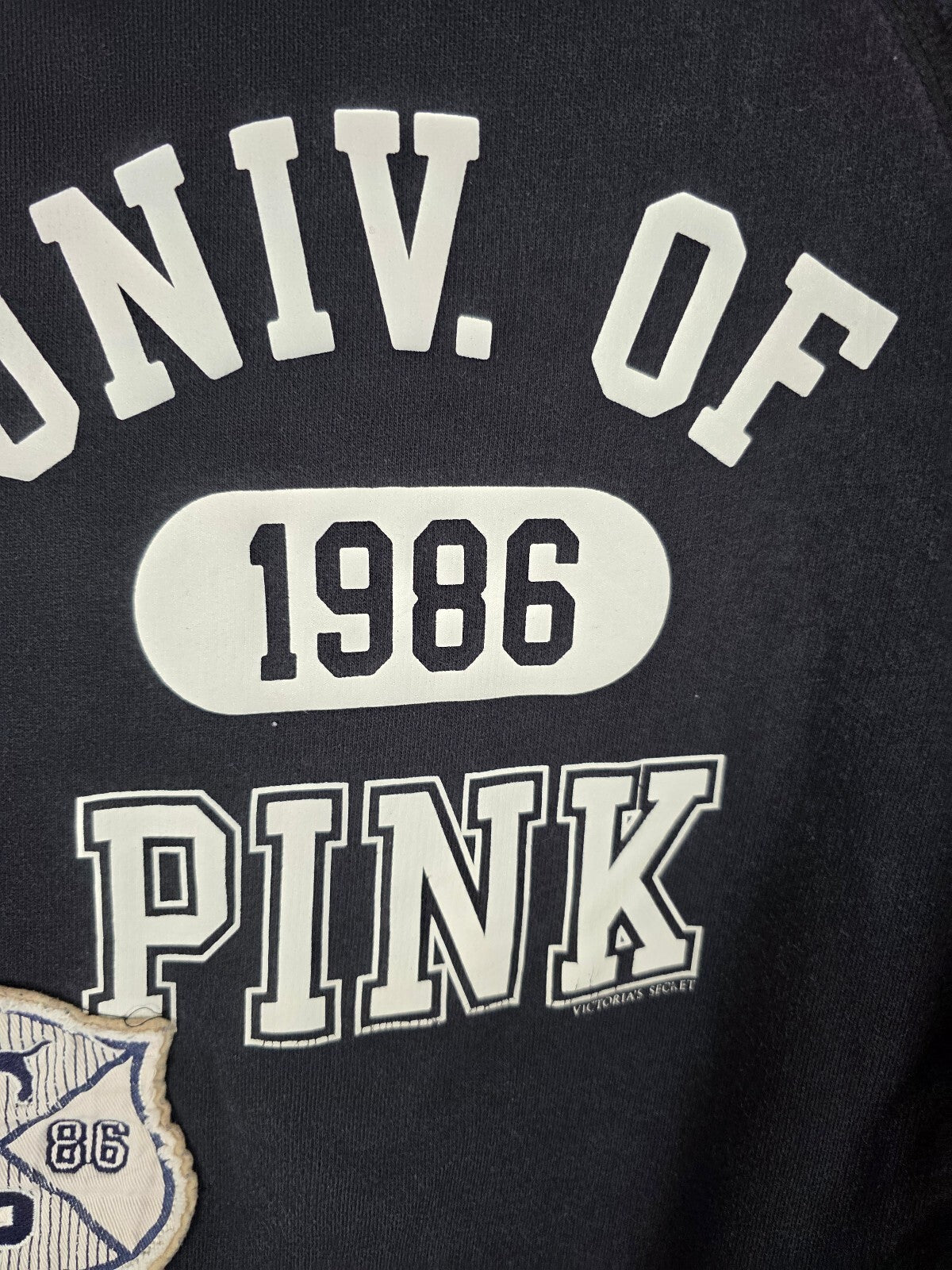 Victorias Secret Pink UNIVERSITY Hoodie Jacket Embroidered Full Zip Vintage y2k