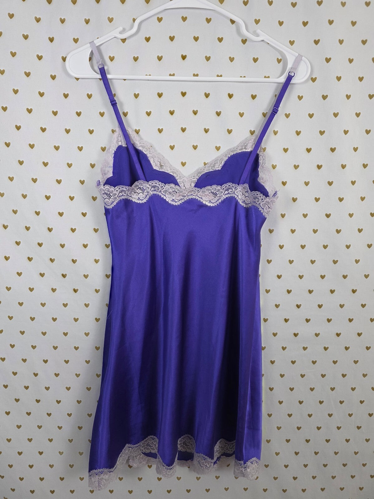 Victorias Secret Blue satin Bling Slip Dress Nightie Lingerie Small Enbellished