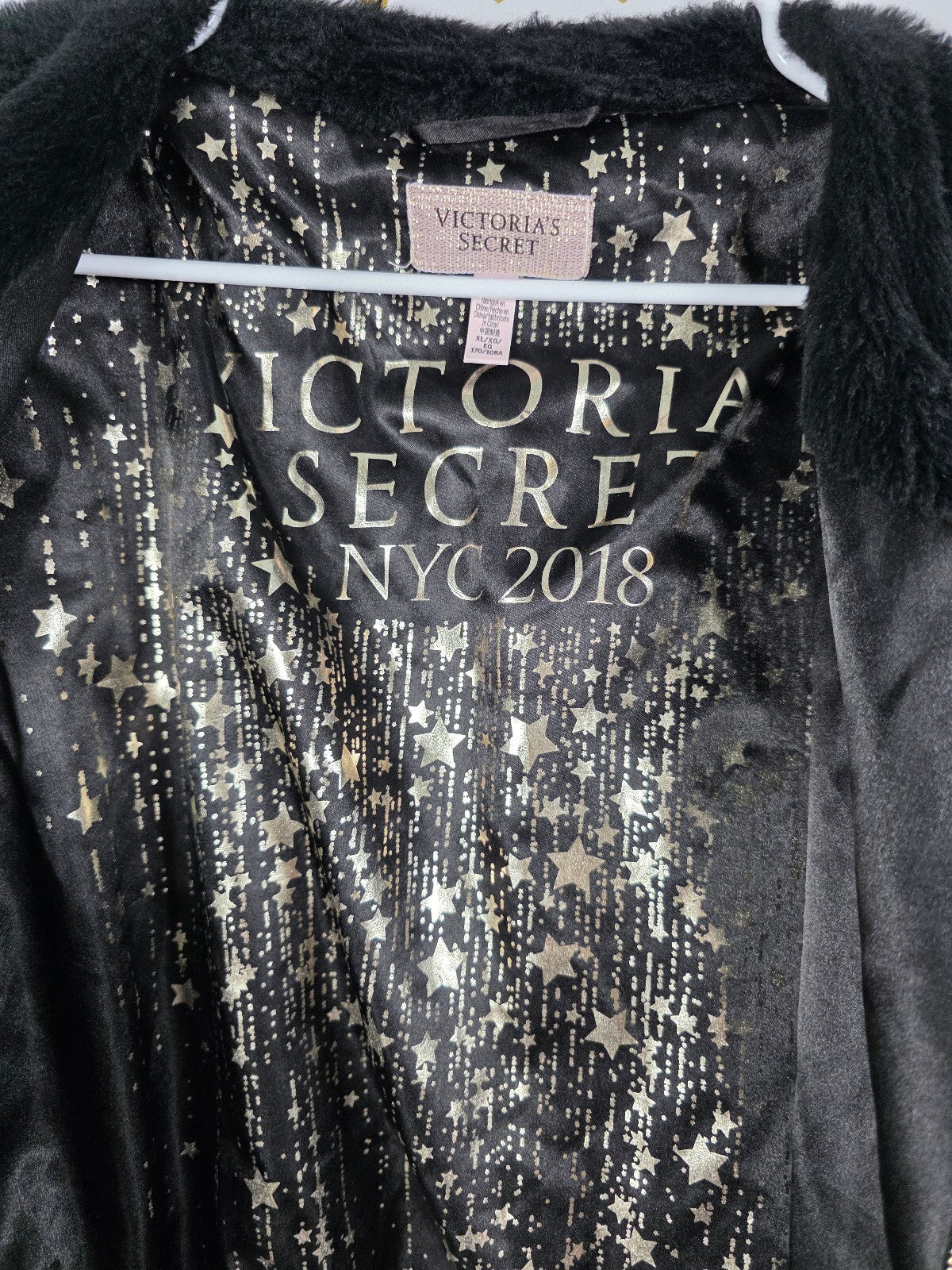 Victoria's Secret 2018 Fashion Show NYC Faux Fur Bomber Jacket XL Black