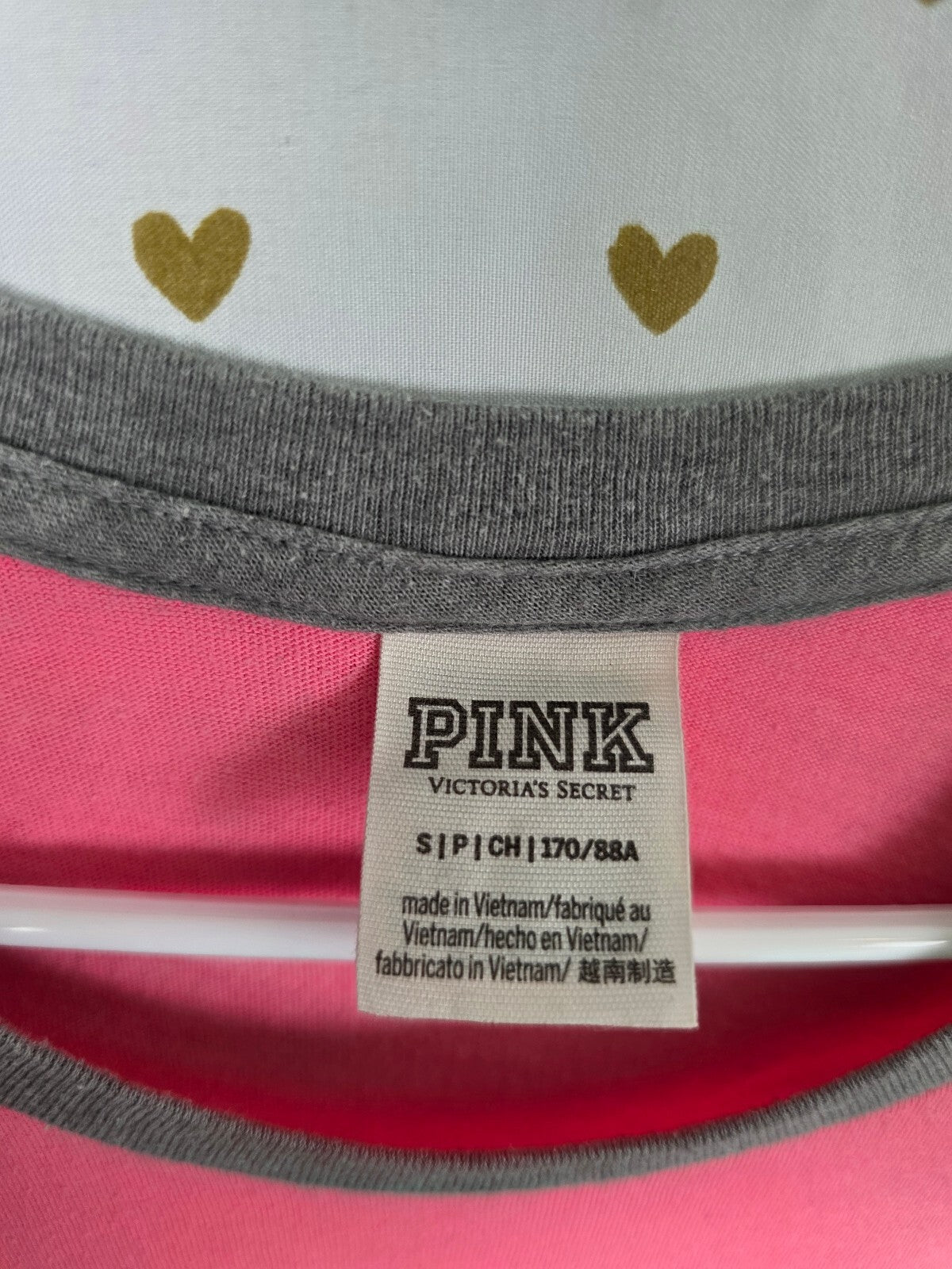 Victorias Secret PINK Nation Raglan Quarter Sleeve Logo Tee shirt small