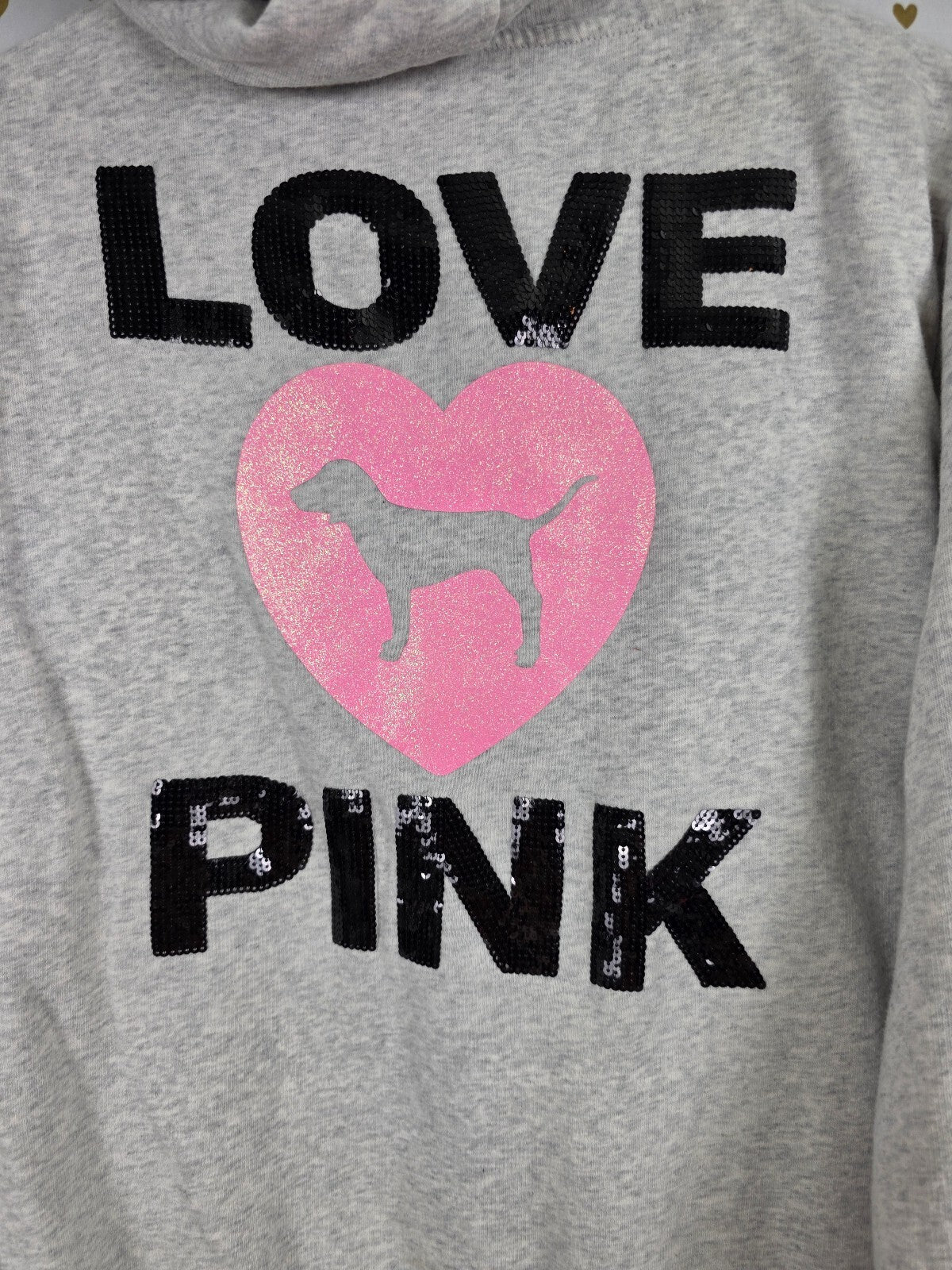 Victorias Secret Pink Full Zip campus originals Bling Sequined Hoodie Jacket XL