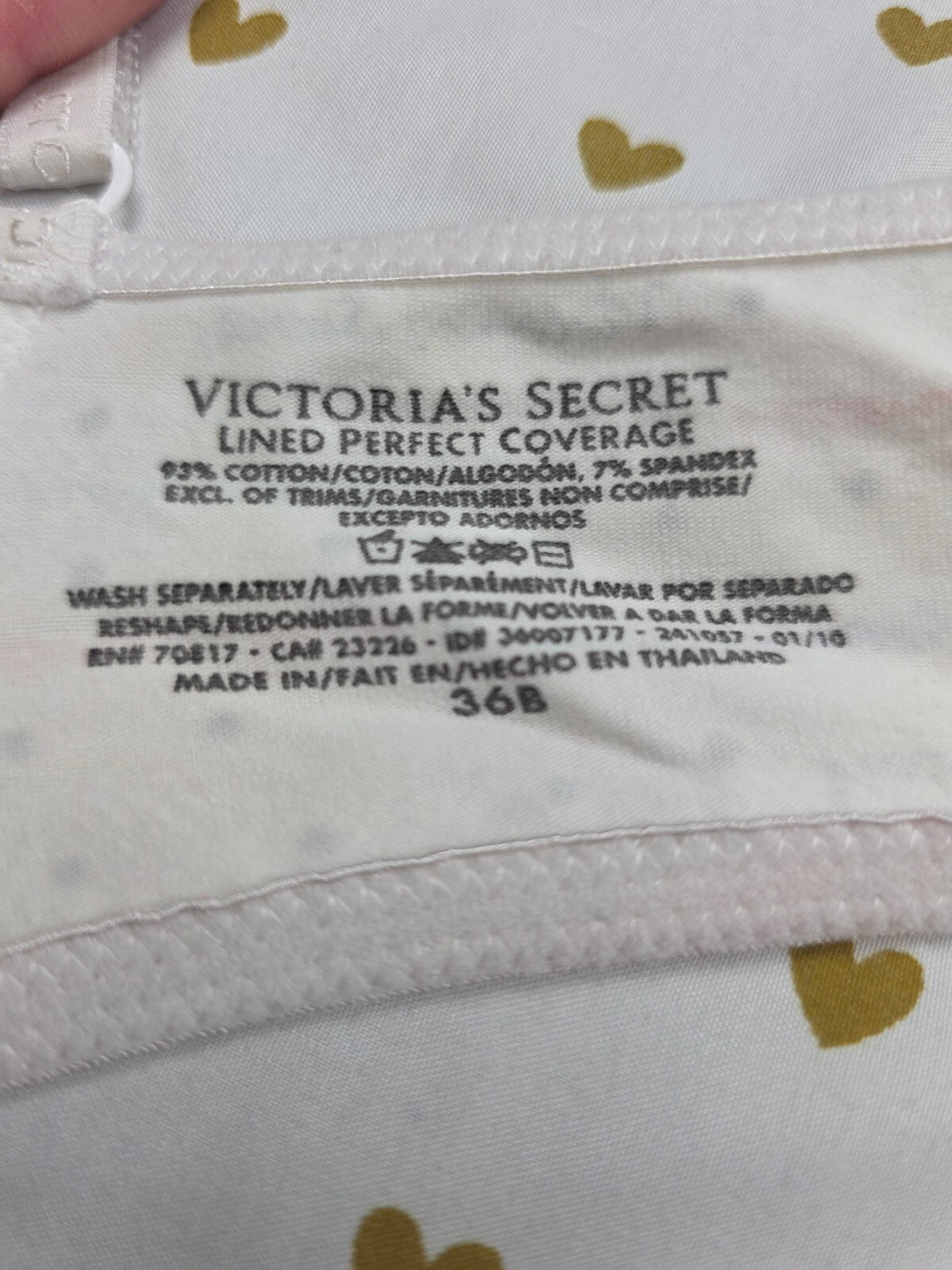 Victorias Secret Cotton Lined Perfect Coverage Bra 36B
