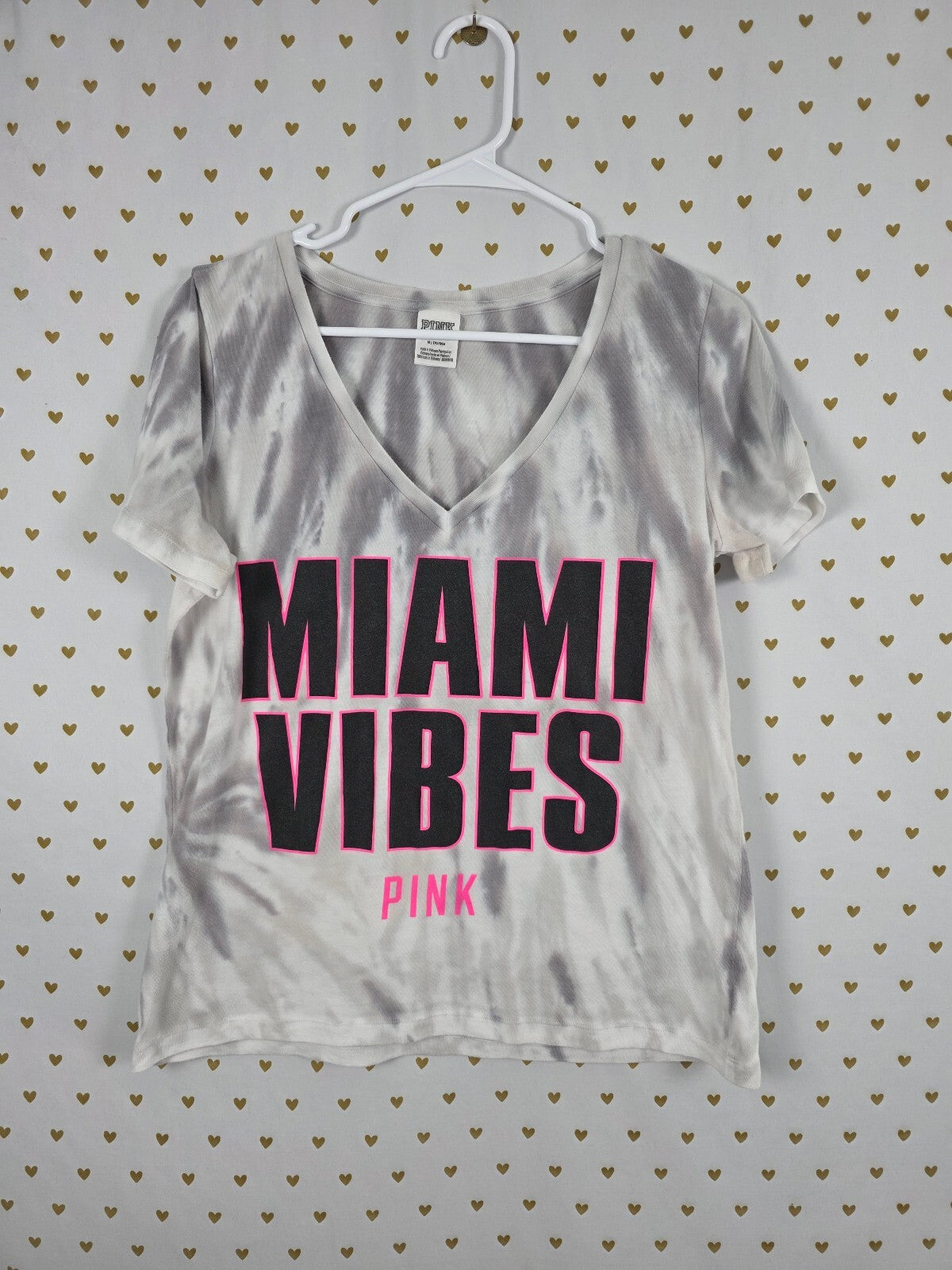 Victorias Secret PINK Medium MIAMI Tye Dye V neck tee shirt