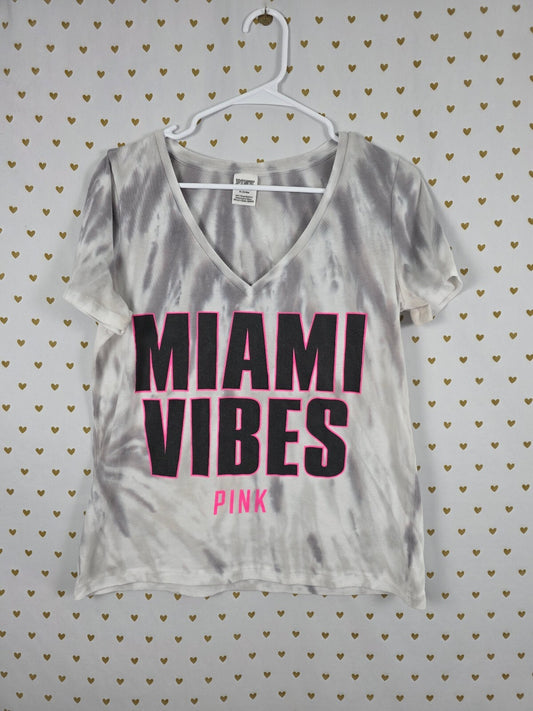 Victorias Secret PINK Medium MIAMI Tye Dye V neck tee shirt