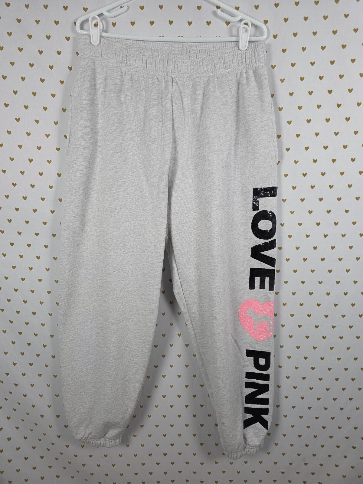 Victorias Secret PINK BLING Campus Originals Sweats Pockets Sweatpants LARGE