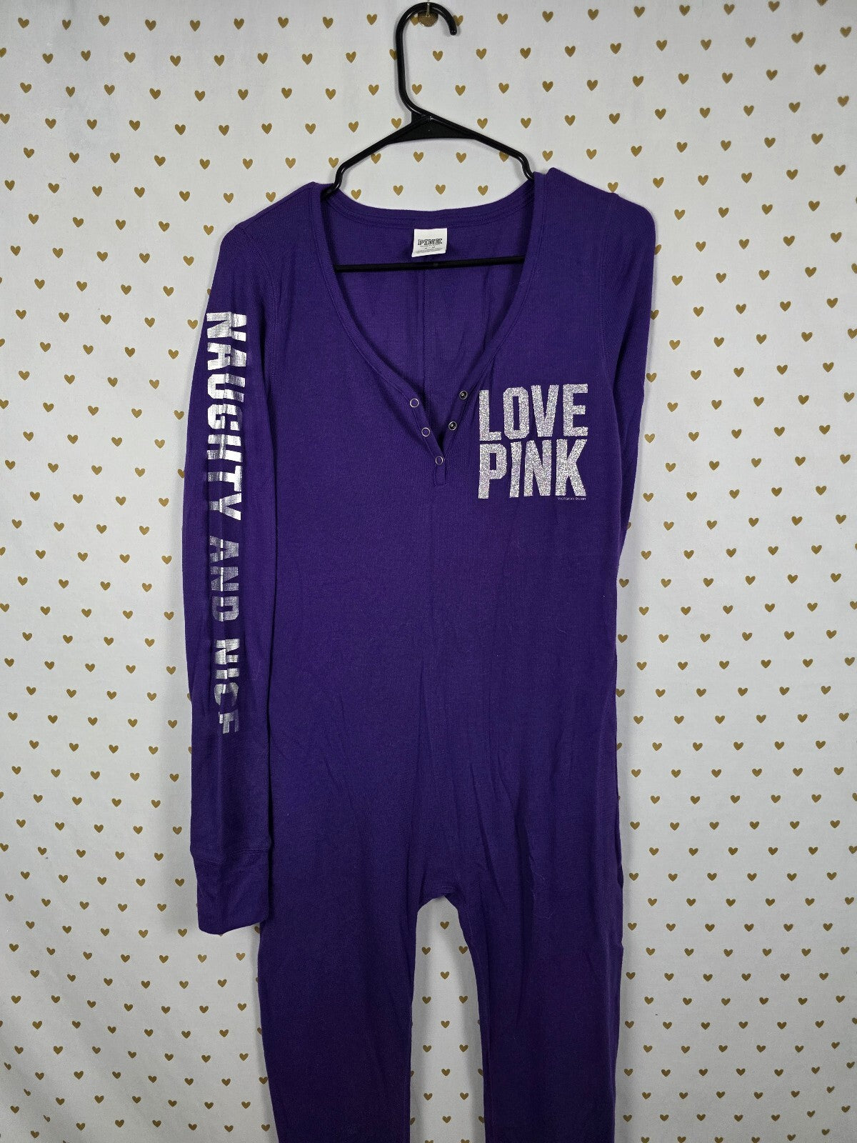 PINK Victoria's Secret Purple Thermal Union Suit Gimme Sugar Kiss Me Medium