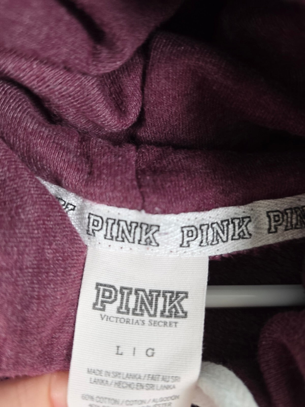 Victorias Secret Pink Maroon Sequined Bling Full ZIp Hoodie Jacket LARGE