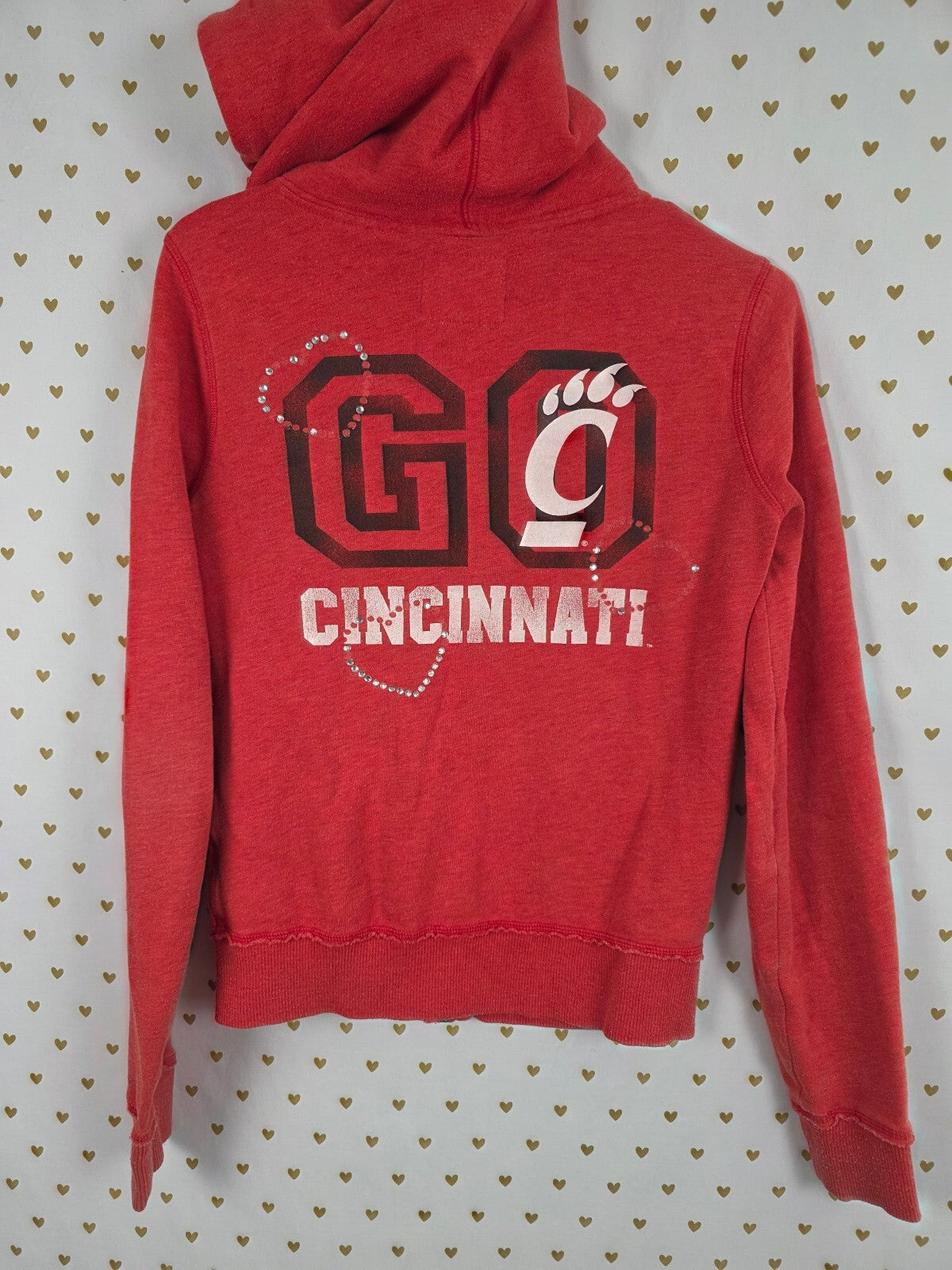 VS PINK Cincinnati Bearcats Hoodie Small Jones Mitchell Rhinestone BLING Red