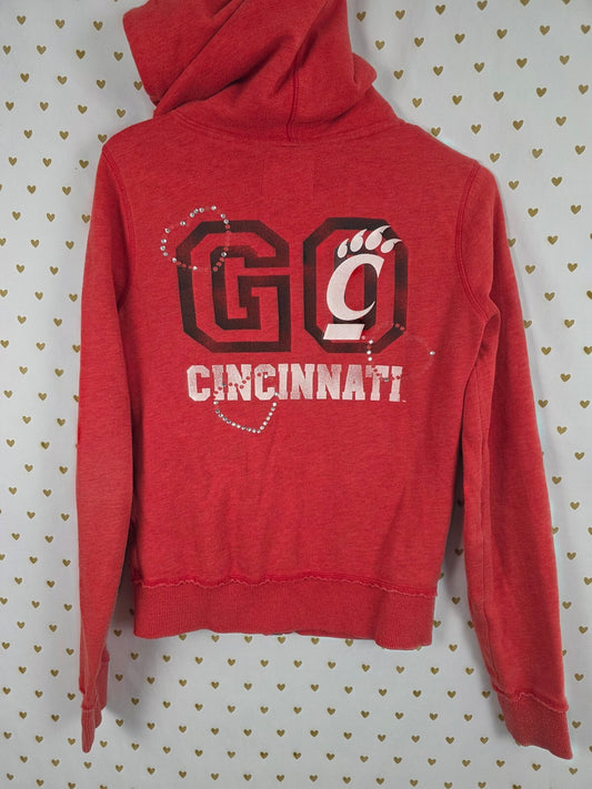 VS PINK Cincinnati Bearcats Hoodie Small Jones Mitchell Rhinestone BLING Red