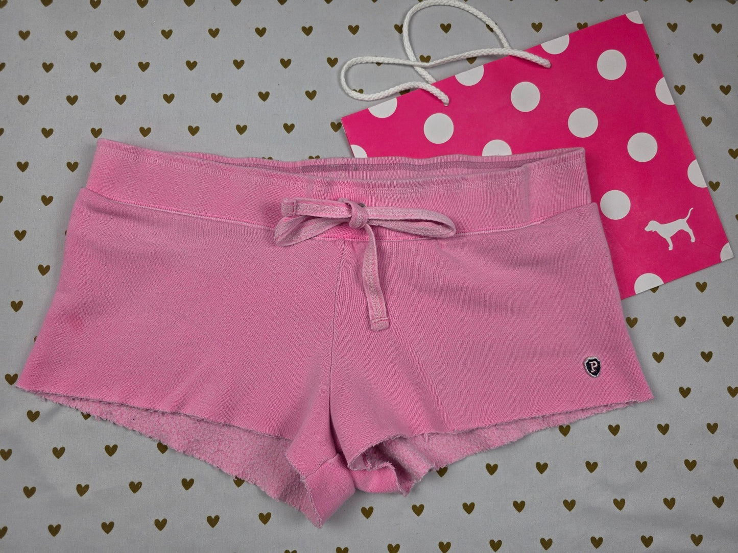 Victorias Secret PINK Vintage LOGO BUTT Y2k Medium University Booty Shorts Sweat