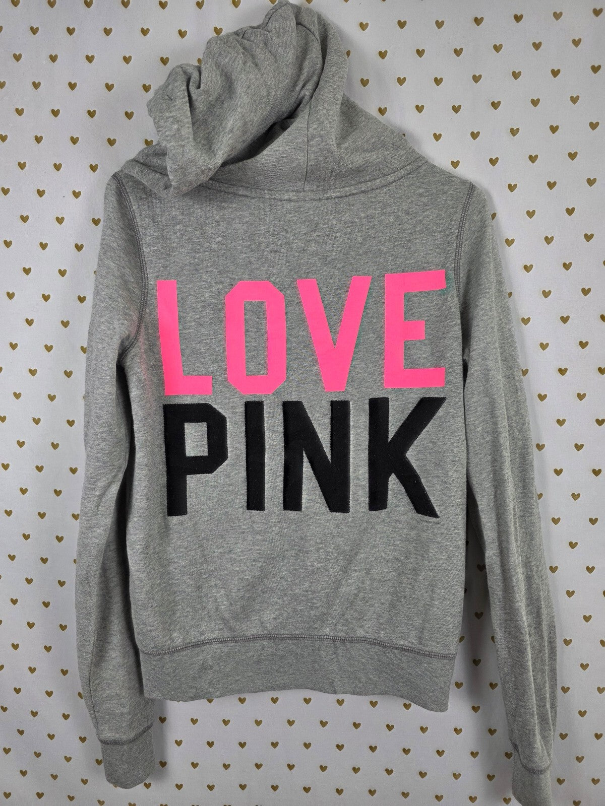 Victorias Secret Pink Vintage Full zip Hoodie Jacket Grey Medium Y2k