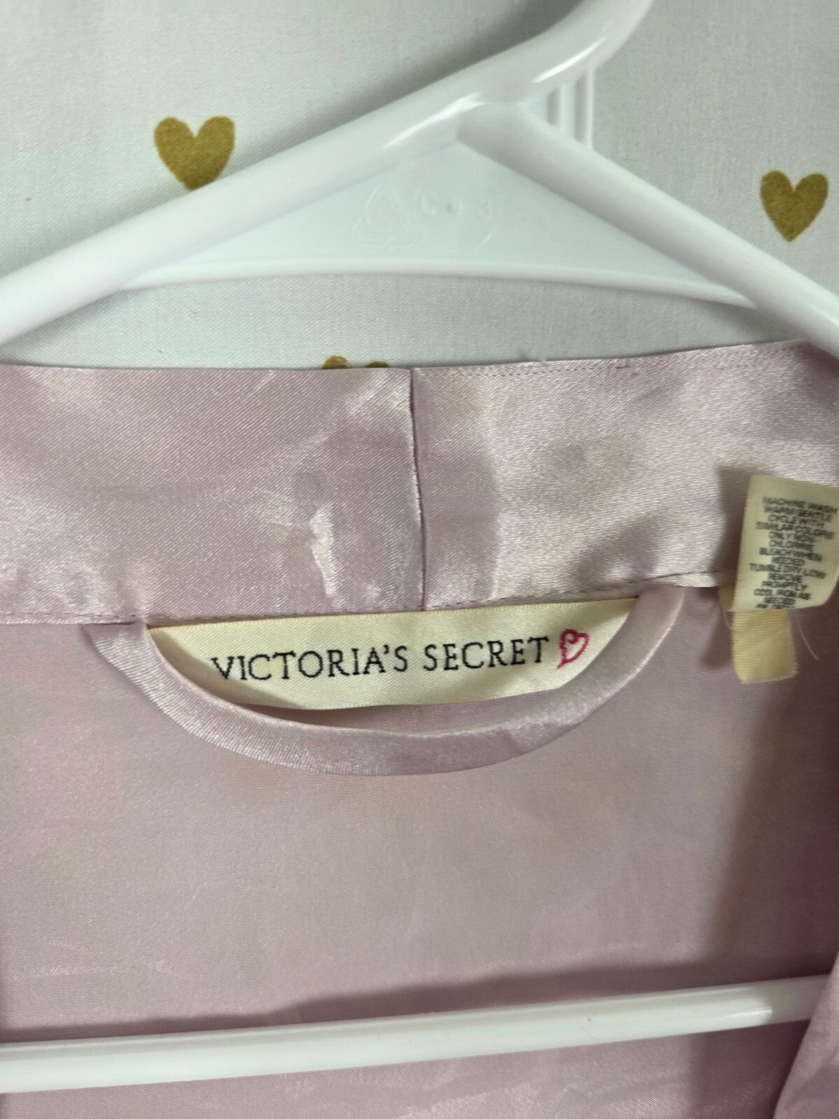 Victorias Secret Vintage Heart Label Lace Satin Silky Robe XS
