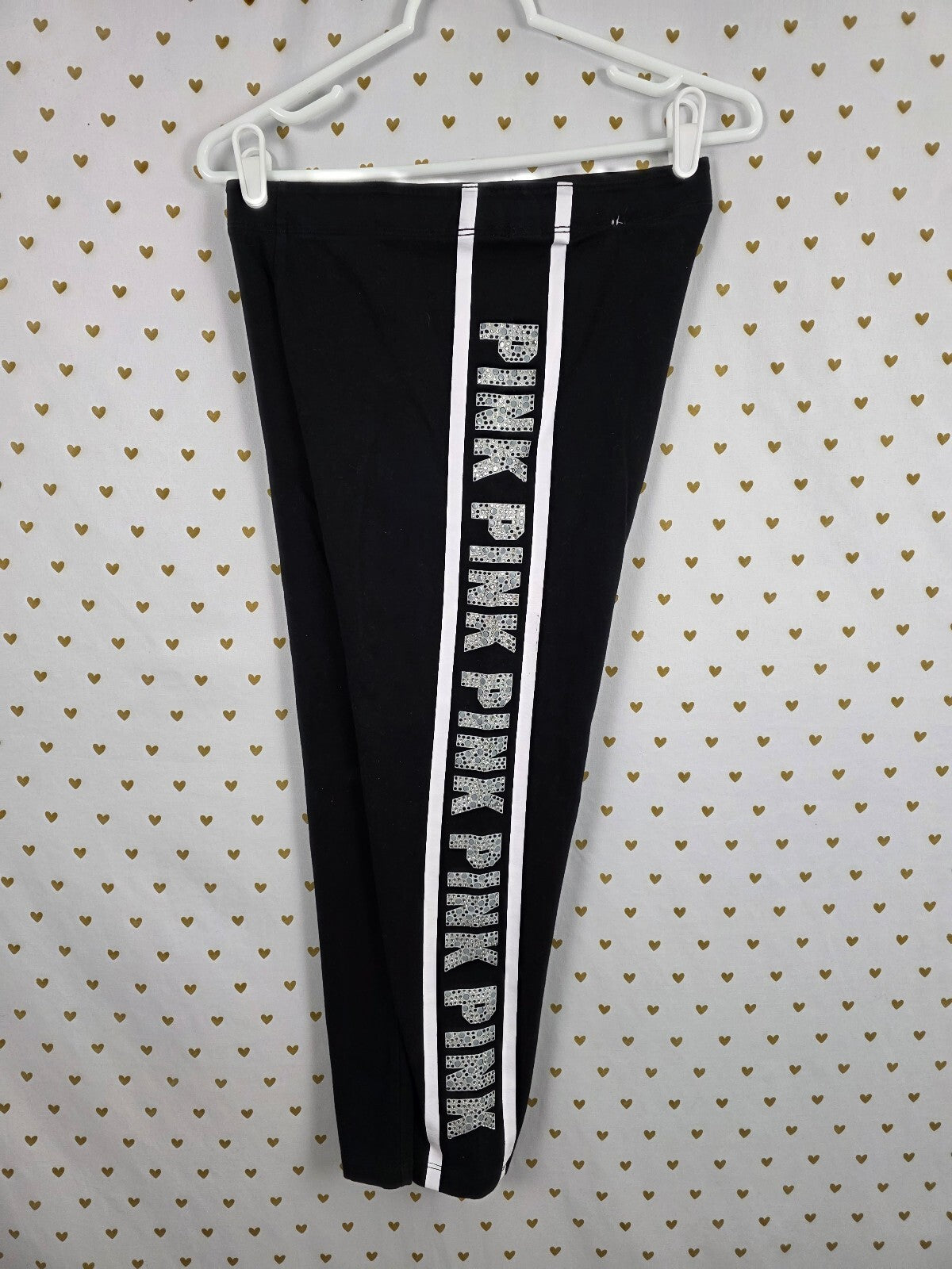 Victorias Secret PINK Logo Bling Studded Yoga Pants Medium