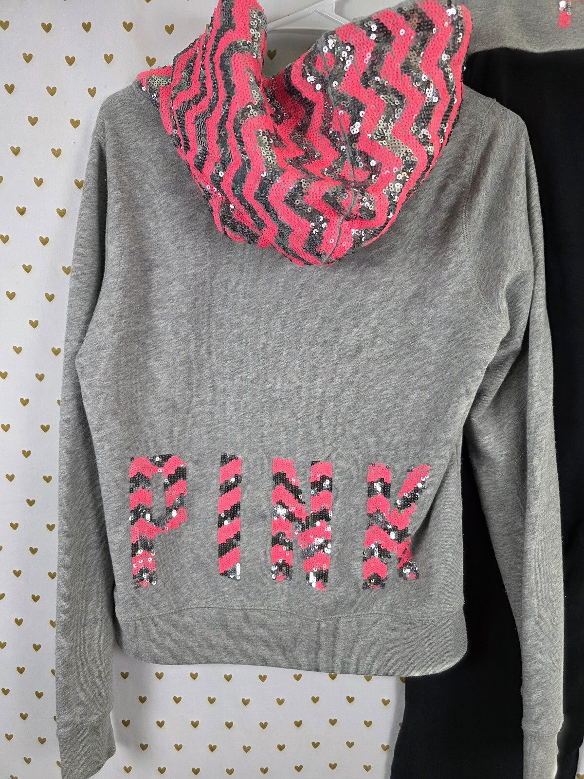 Victorias Secret PINK RARE Chevron Bling Foldover Y2k Yoga Pants Jacket SET MED