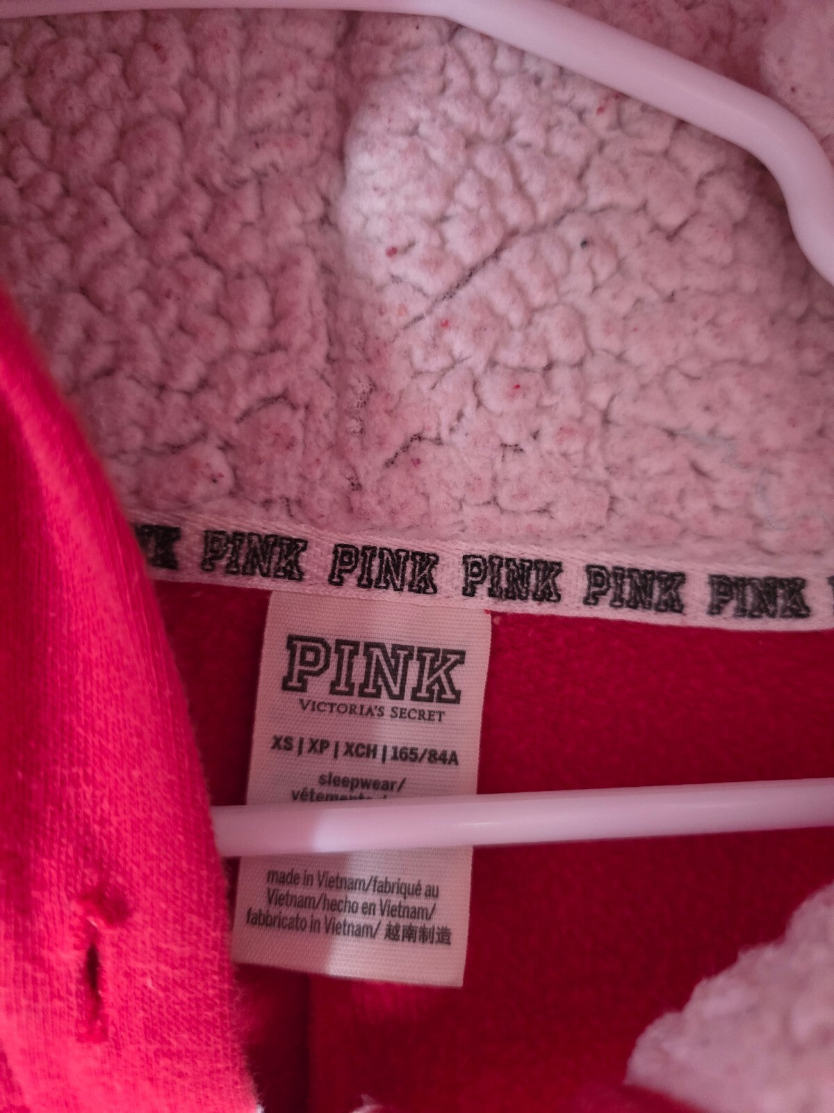 Victoria's Secret PINK Fair Isle Snowflake Sherpa Hood Onesie Pajama XS