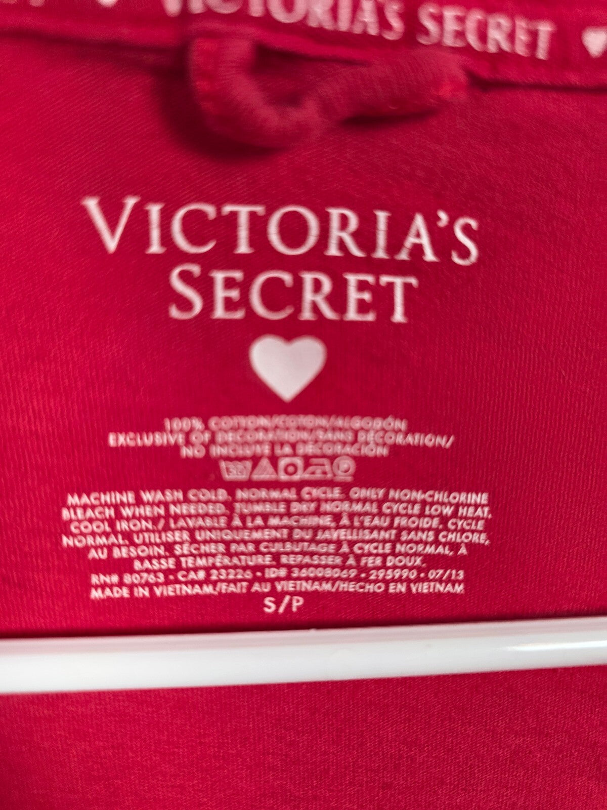 Victorias Secret Red 100% Cotton Vintage Robe Wrap Lounge Small