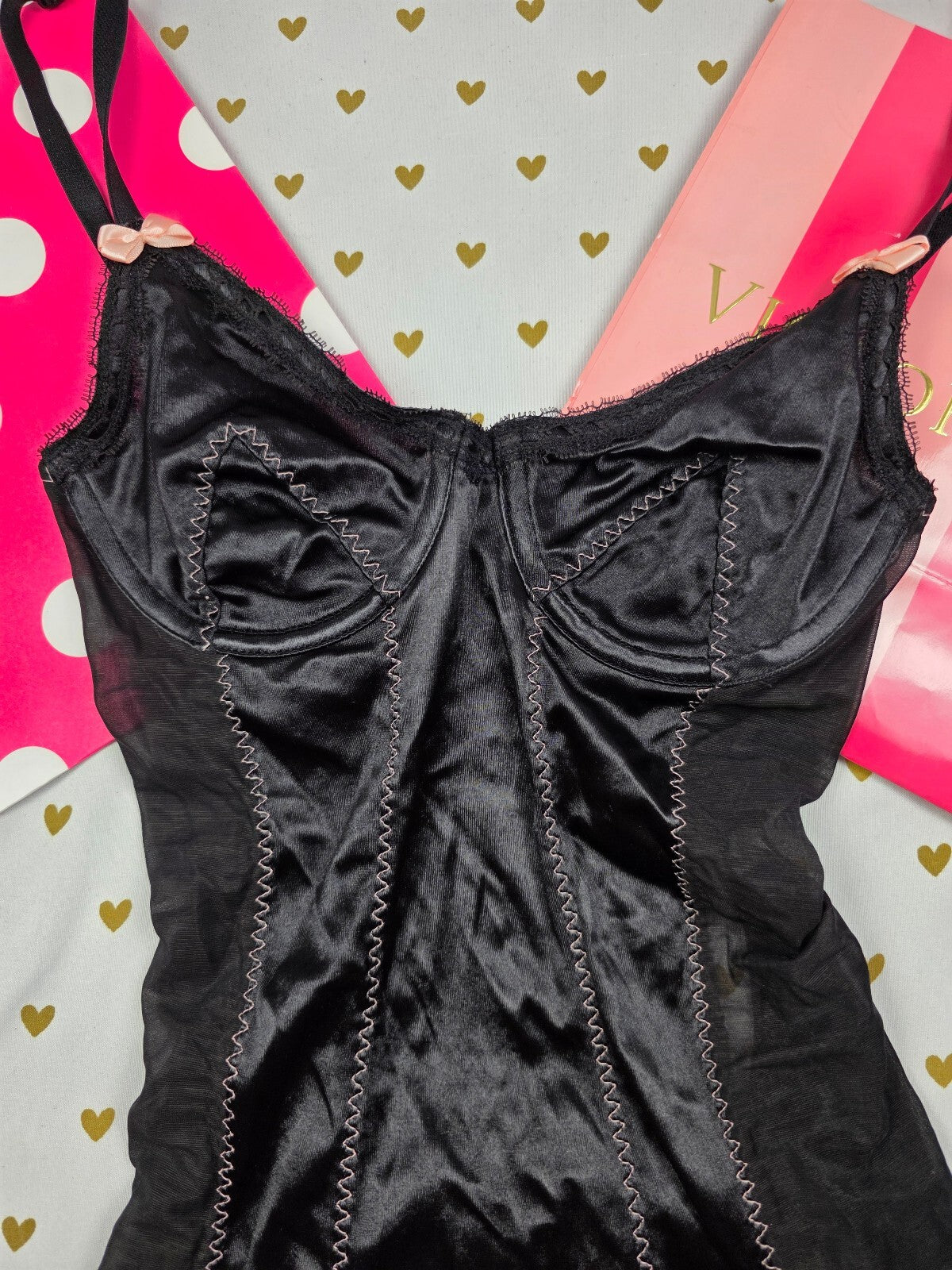 Victorias Secret Vintage Coquette Garter Dress Push Up Lingerie 34B
