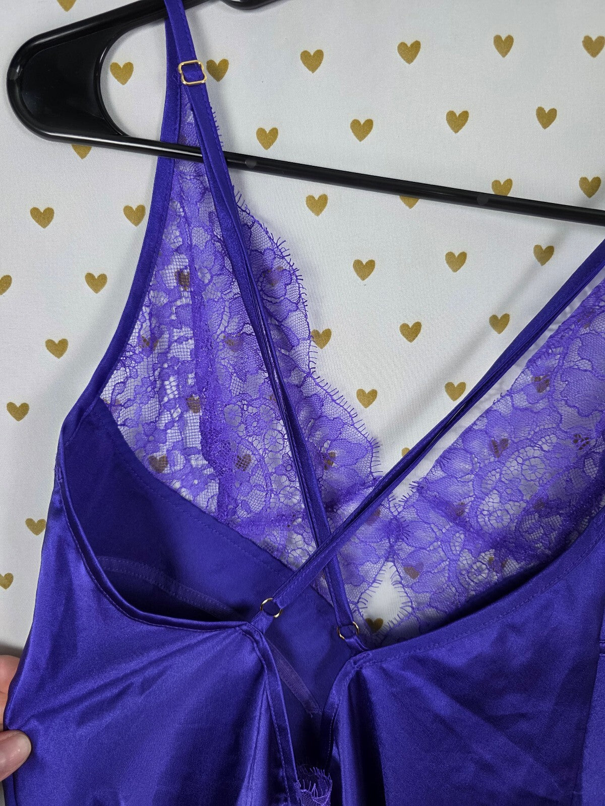 Victorias Secret Lace Accent Satin Silky Slip Dress Nightie SMALL