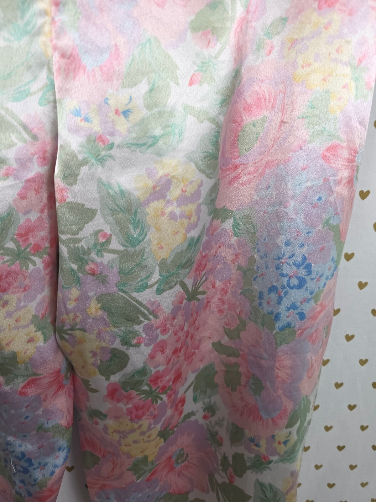 Vintage Victoria's Secret Gold Label Satin Pajama Pants L Pastel Floral 90s