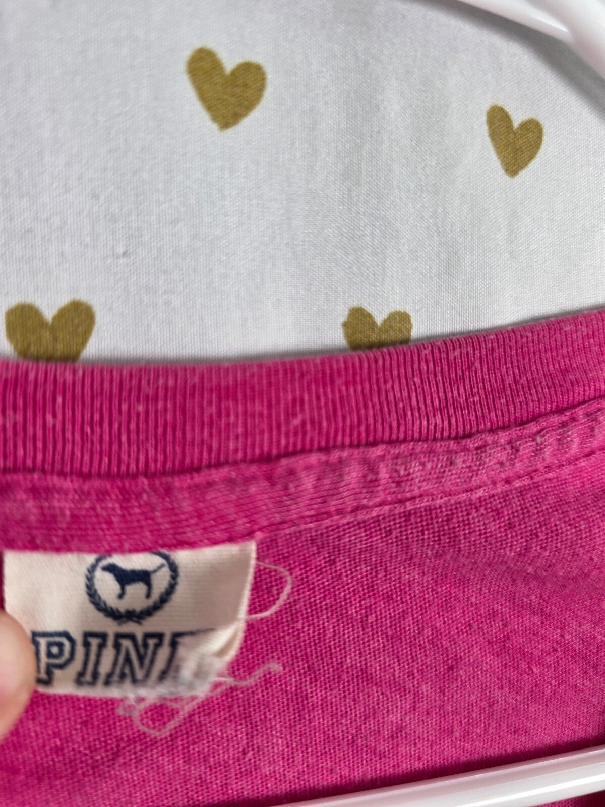 Victorias Secret PINK LOVE V neck logo Tee shirt SMALL