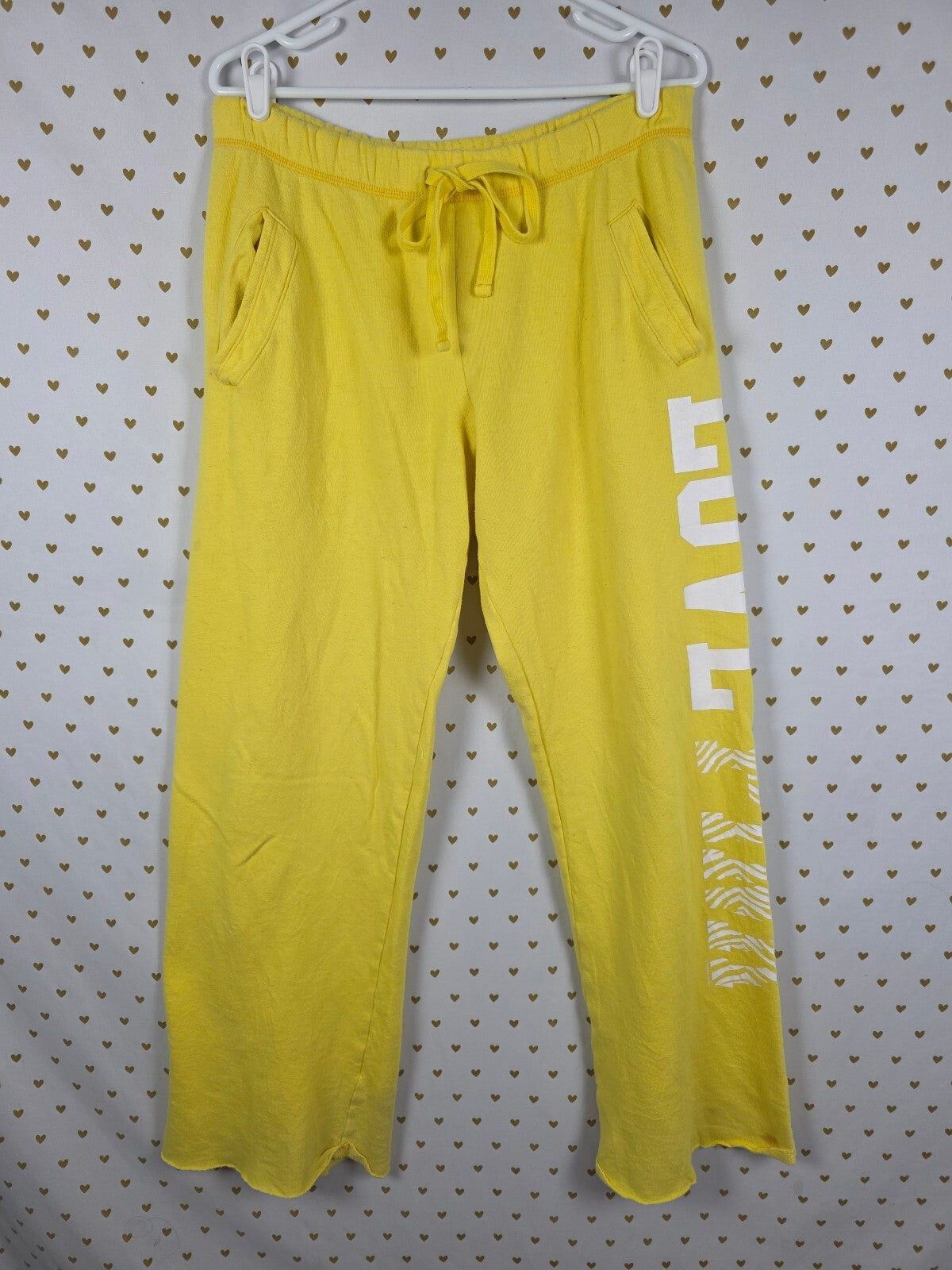 Victorias Secret PINK Vintage Y2k Yellow Zebra Flare Sweats Sweatpants Small