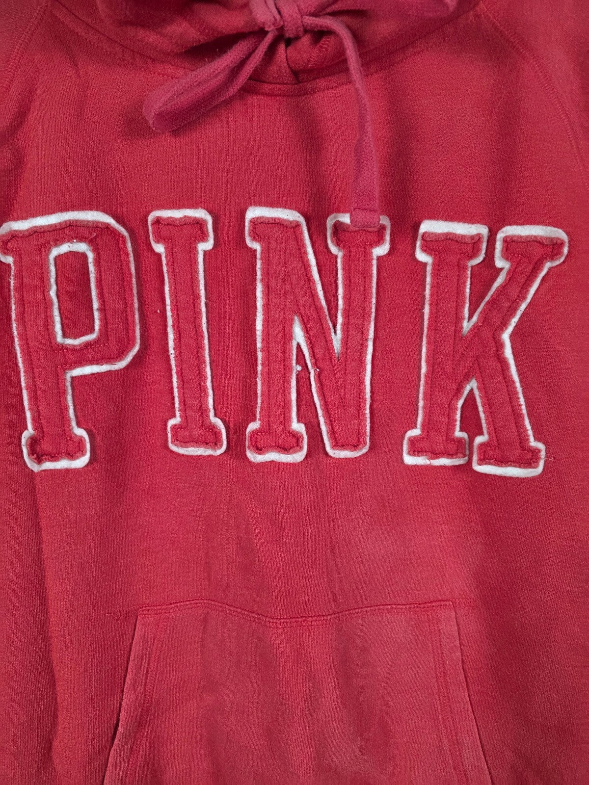 Victorias Secret Pink Embroidered Hooded Sweater Shirt Logo LARGE
