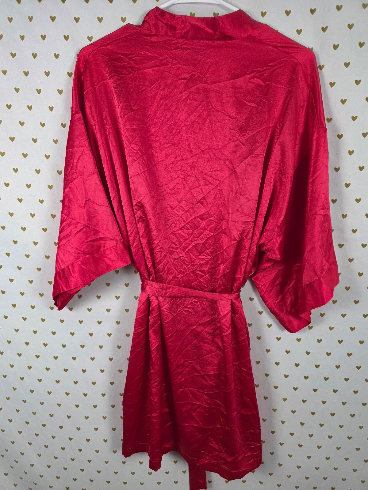 Victorias Secret Satin Silky Robe Red Silky Lounge Kimono Medium Large Pockets