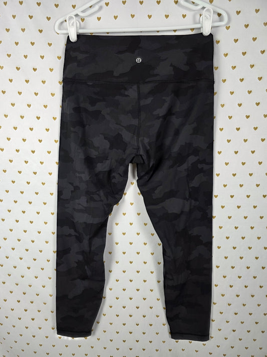Lululemon Wunder Under HR Crop Leggings Incognito Camo Multi Grey Size 10