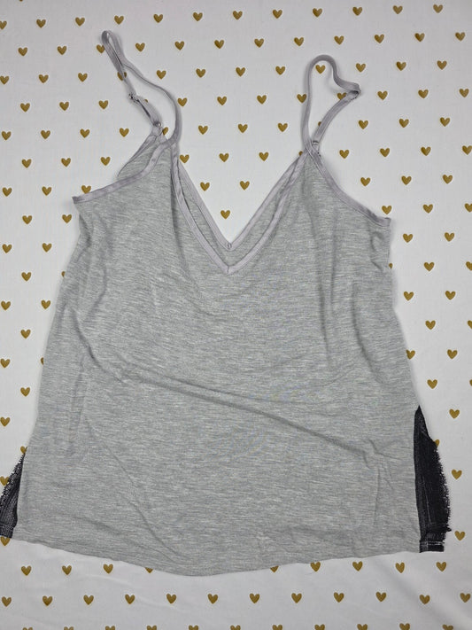 Victorias Secret Super Soft XS Grey Lace Accent Tank Top Babydoll