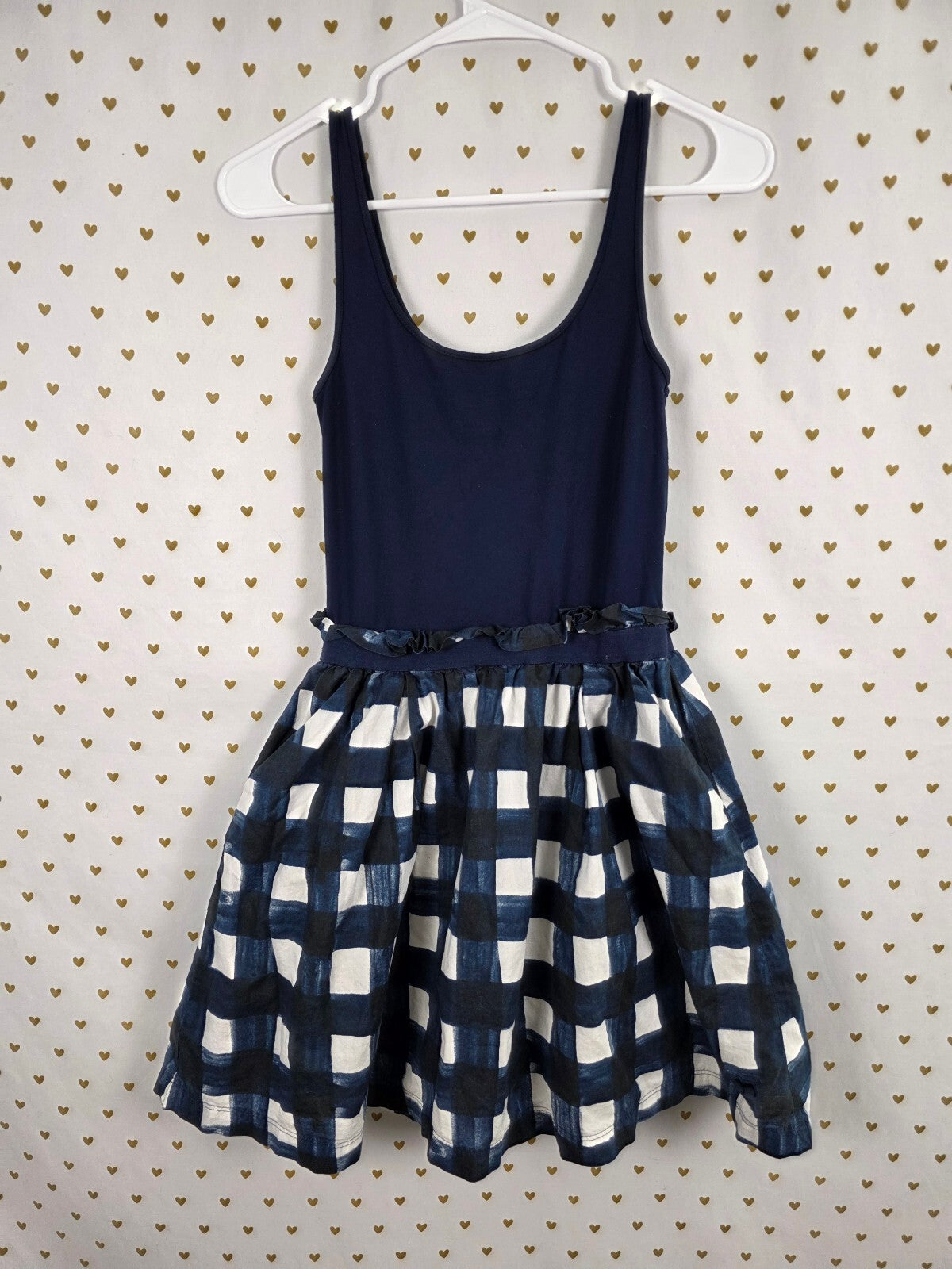 Victorias Secret PINK Vintage Checkerboard Ruffled Tank Dress Pockets Medium