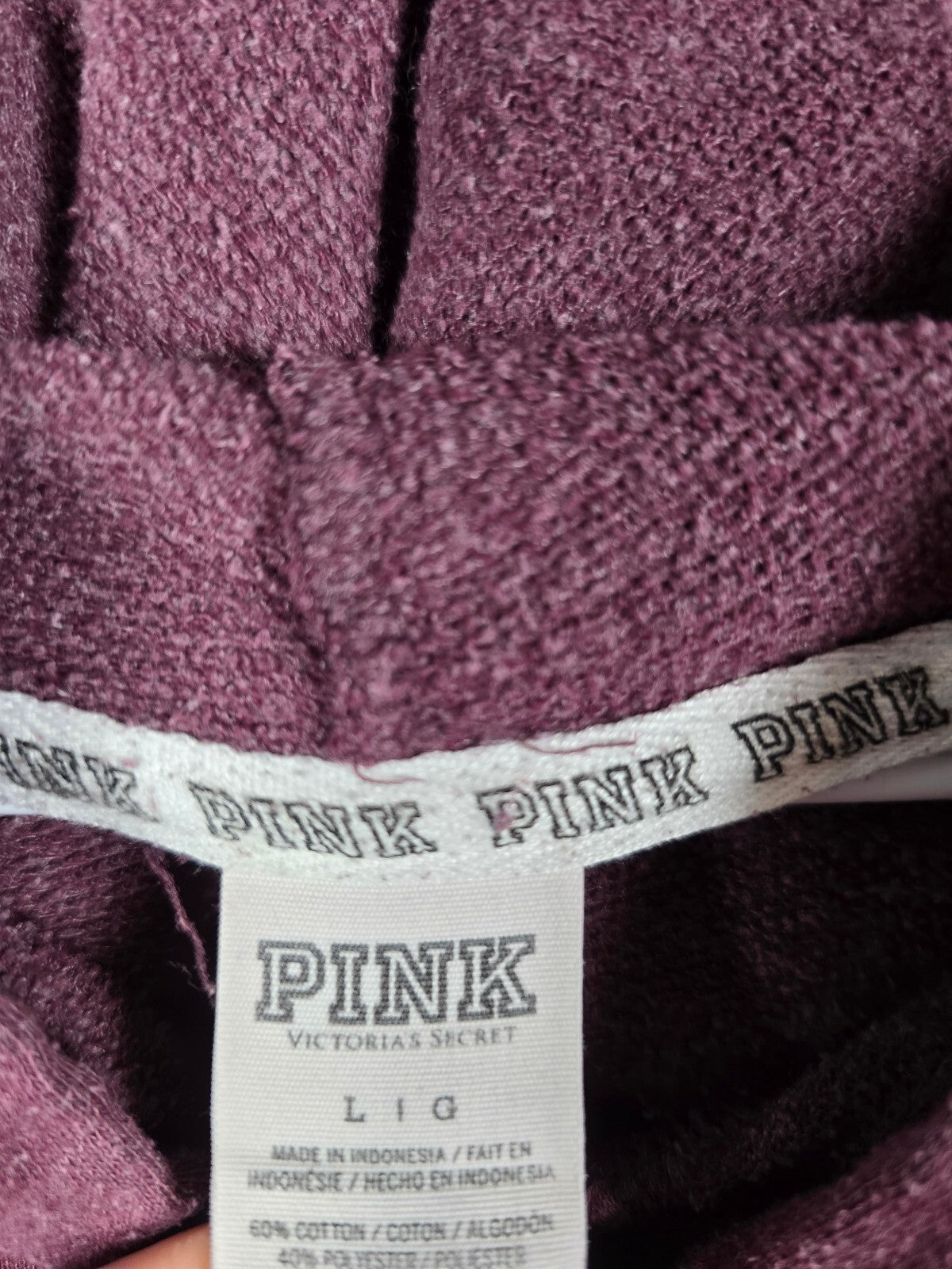Victorias Secret Pink Maroon Pullover Leopard Cheetah Logo Sweater Shirt LARGE