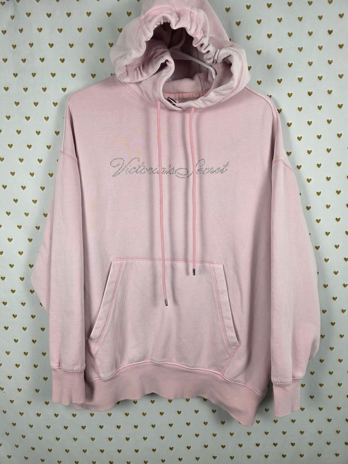 Victorias Secret Pink BLING Pullover Oversized Thick Hoodie Sweater Rhinestone